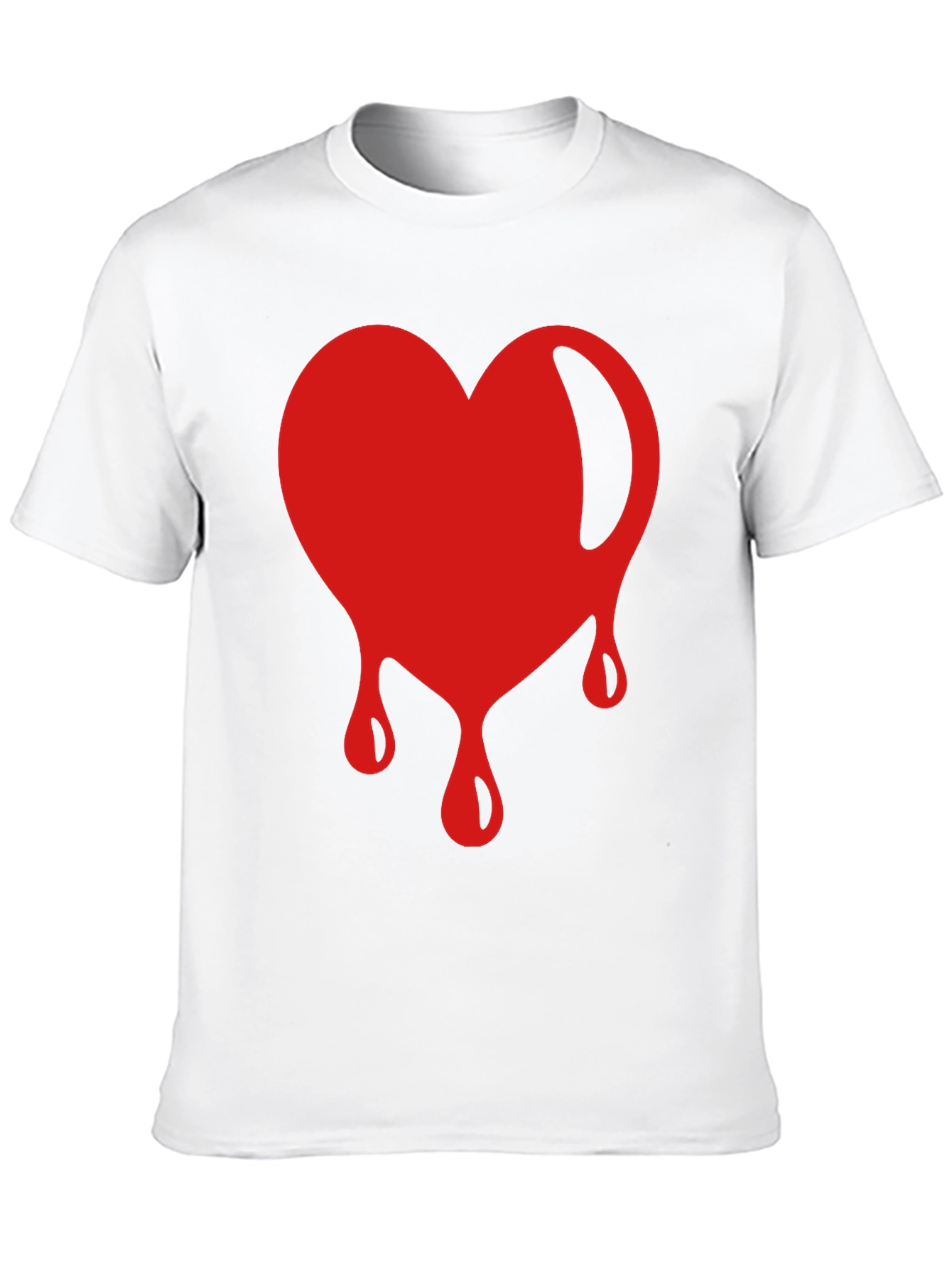 Red Dripping Heart Graphic Black T-Shirt