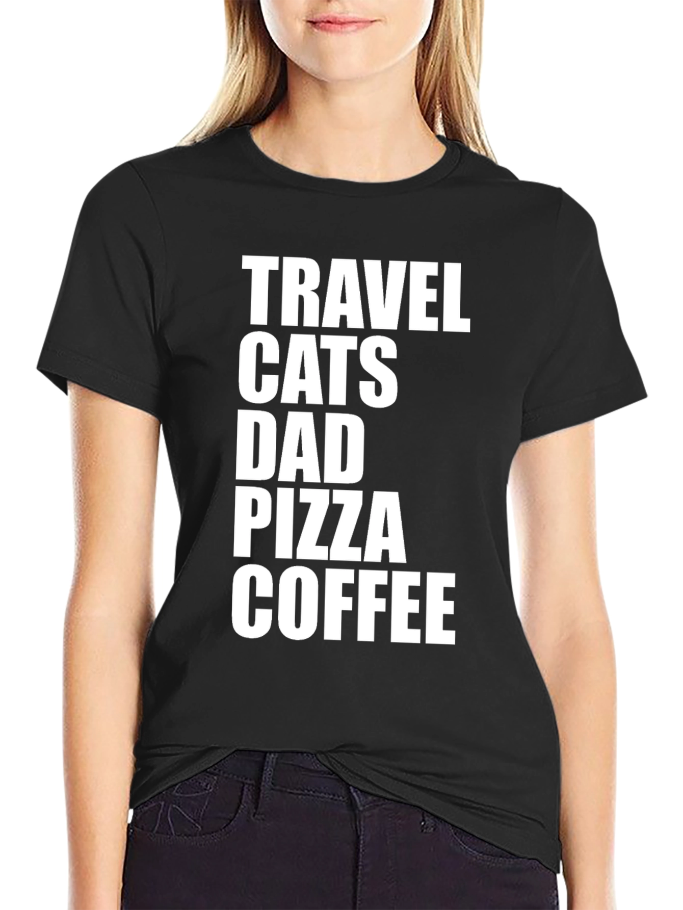 Travel Cats Dad Pizza Coffee Graphic Tee