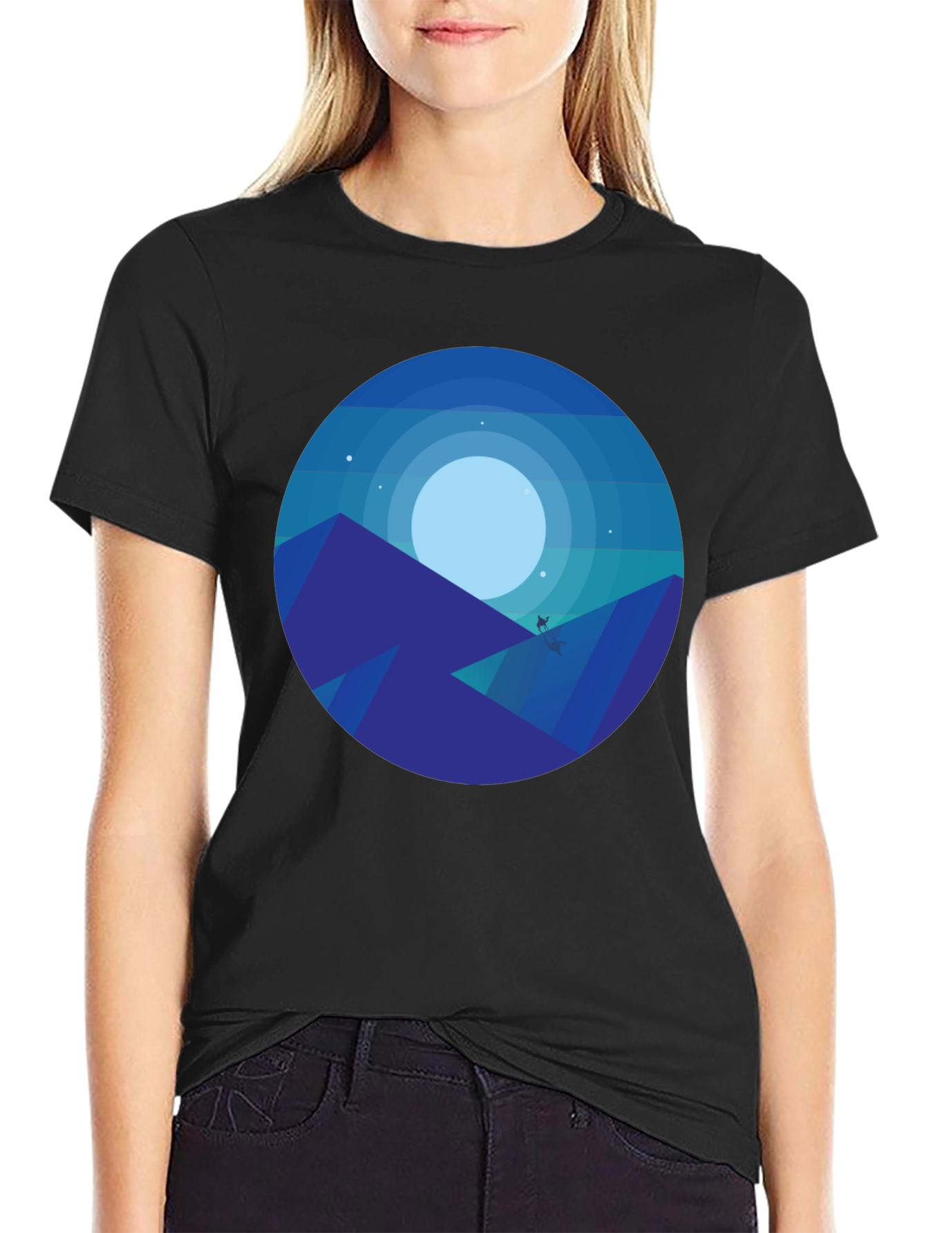 Midnight Mountainscape Graphic Tee - Black