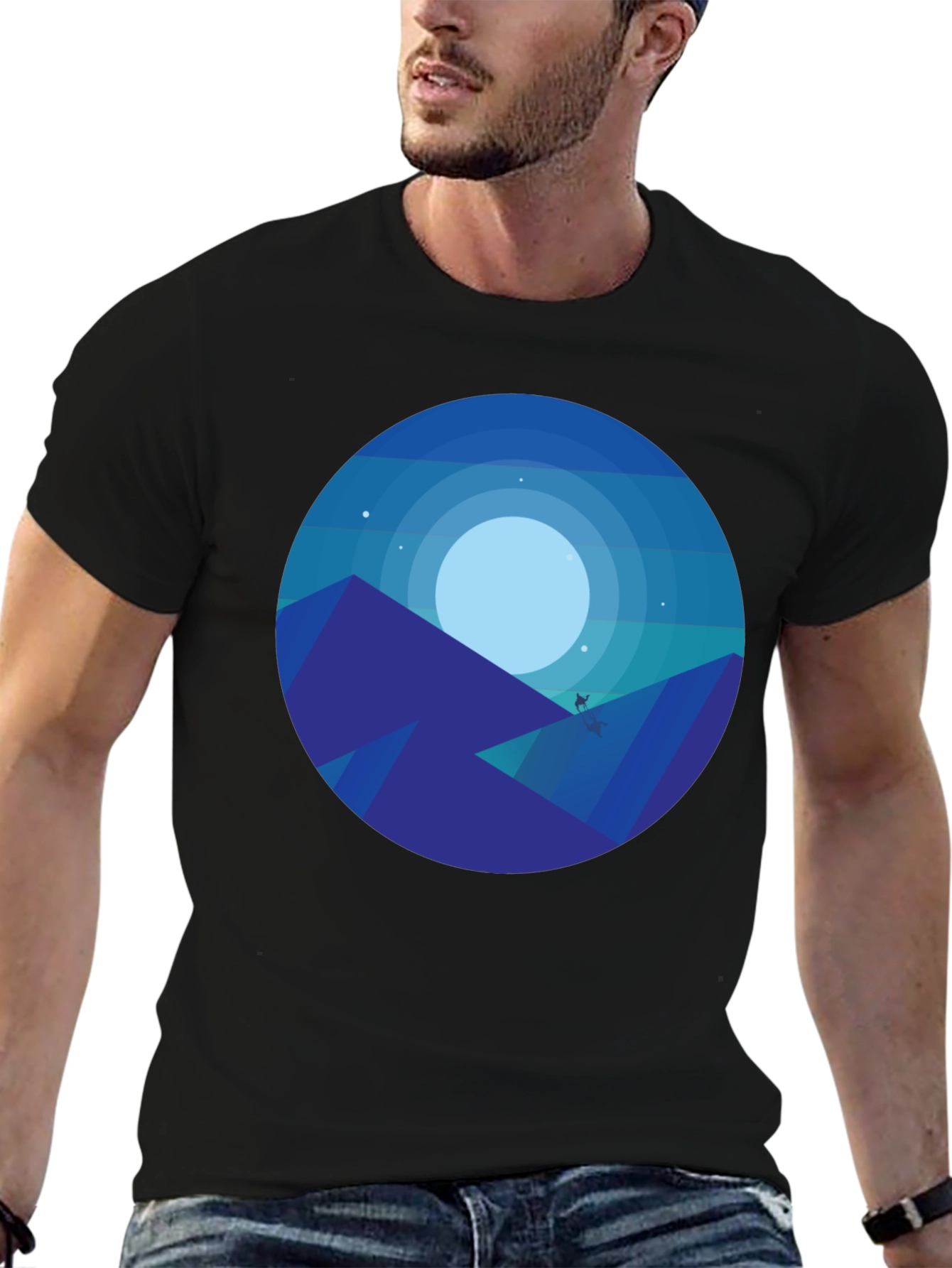 Midnight Mountainscape Graphic Tee - Black