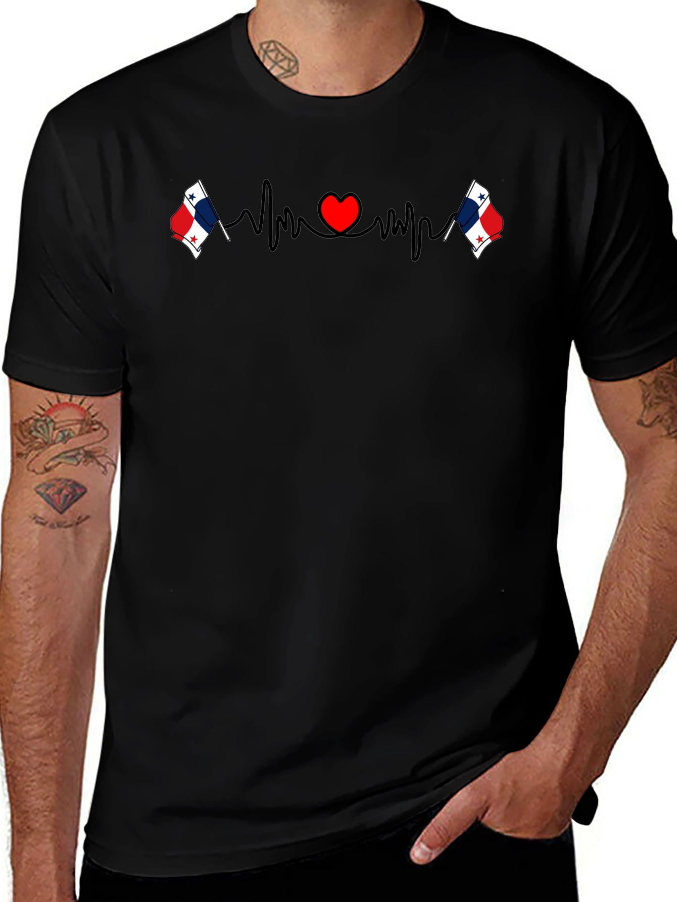 Panama Heartbeat T-Shirt - Black