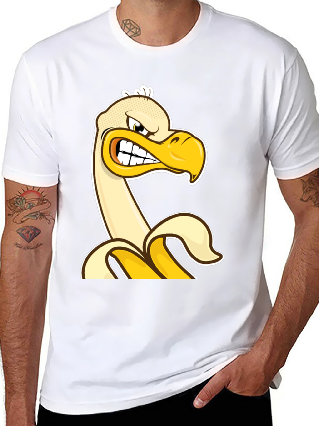 Angry Banana Duck T-Shirt - Quirky Cartoon Tee