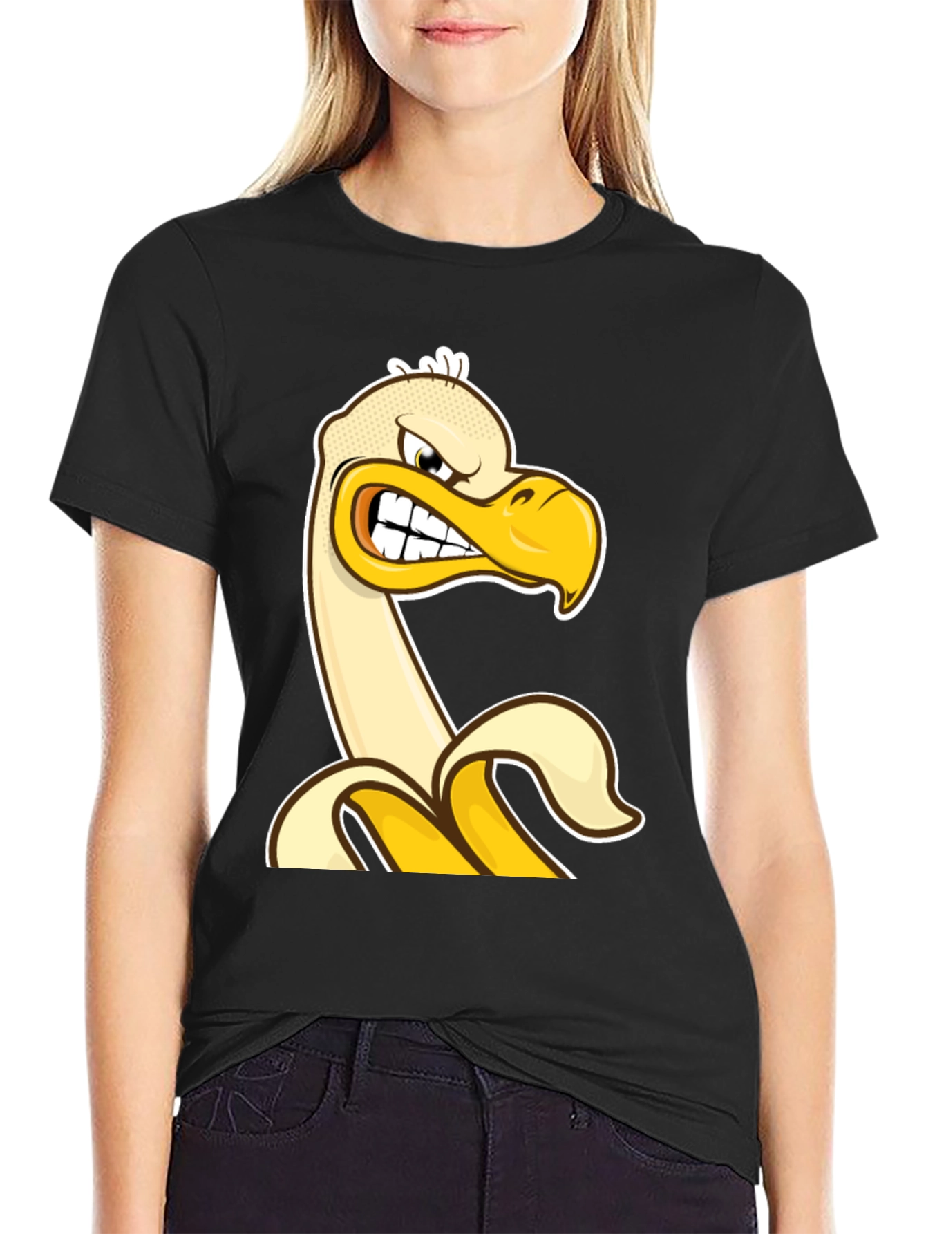 Angry Banana Duck T-Shirt - Quirky Cartoon Tee