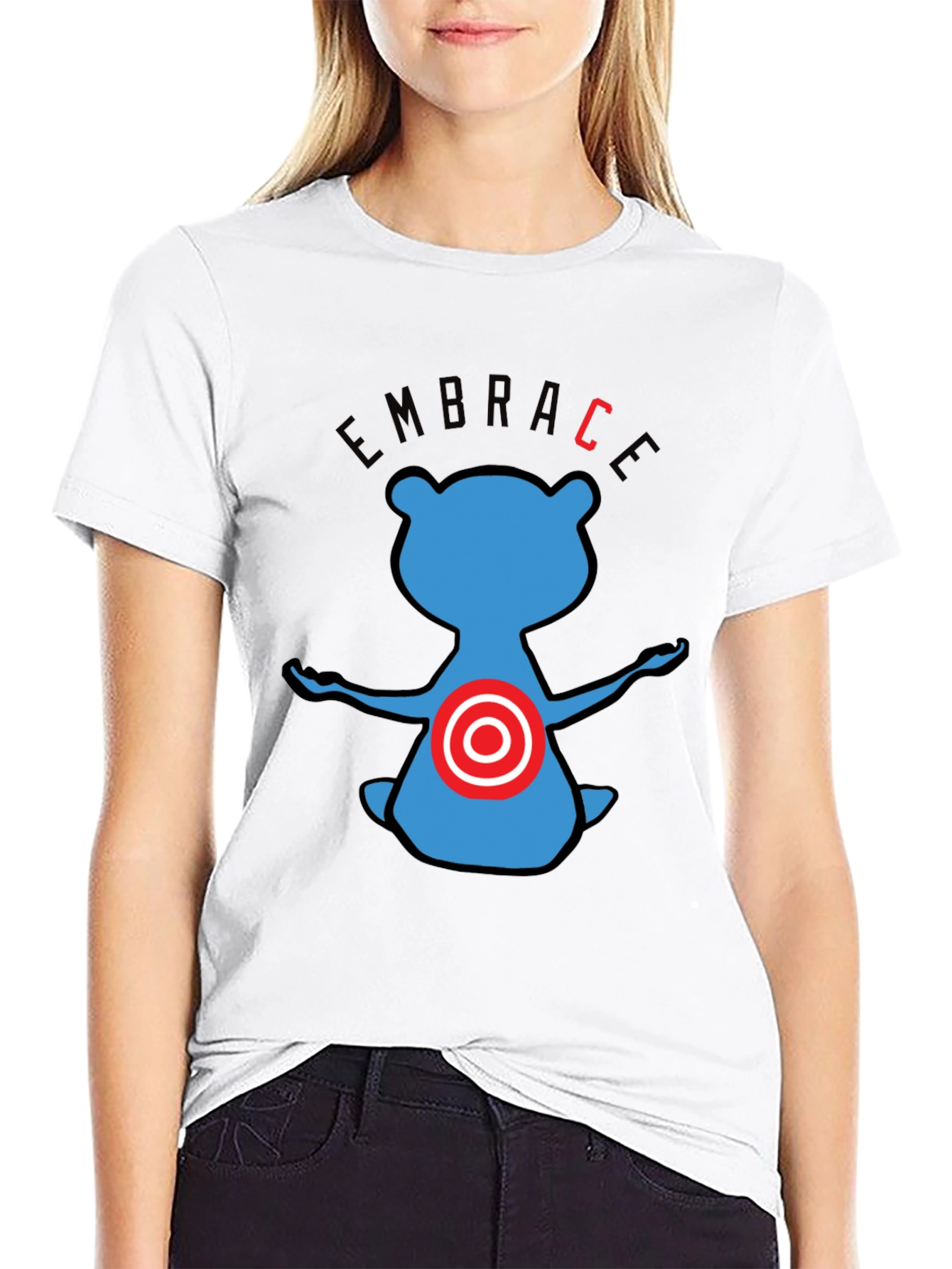 Embrace Bear T-Shirt - Black Cotton Graphic Tee