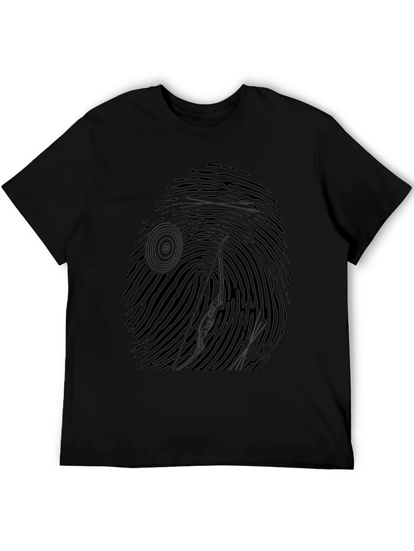 Fingerprint Guitarist Graphic Tee - Cool Black T-Shirt
