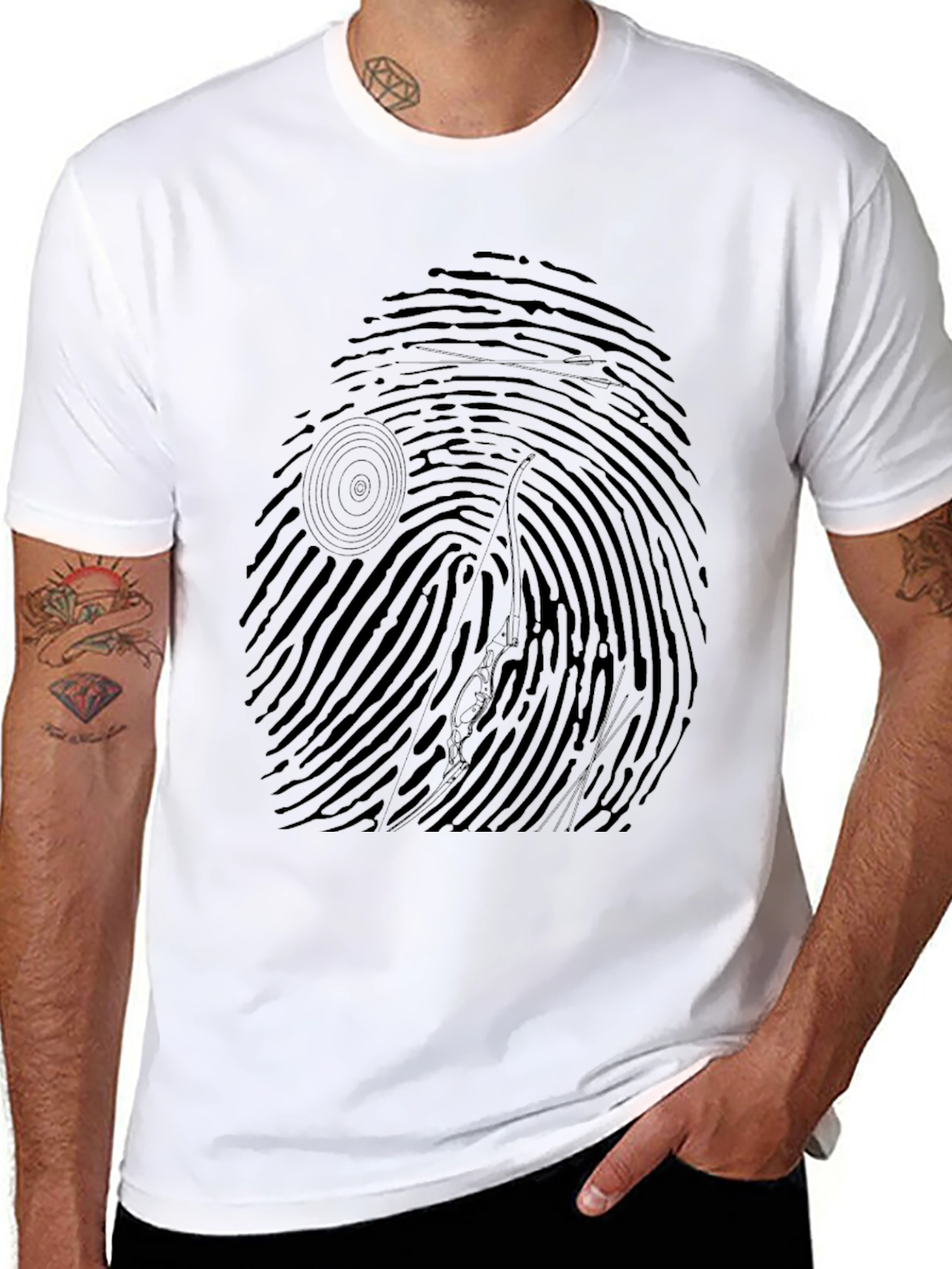 Fingerprint Guitarist Graphic Tee - Cool Black T-Shirt