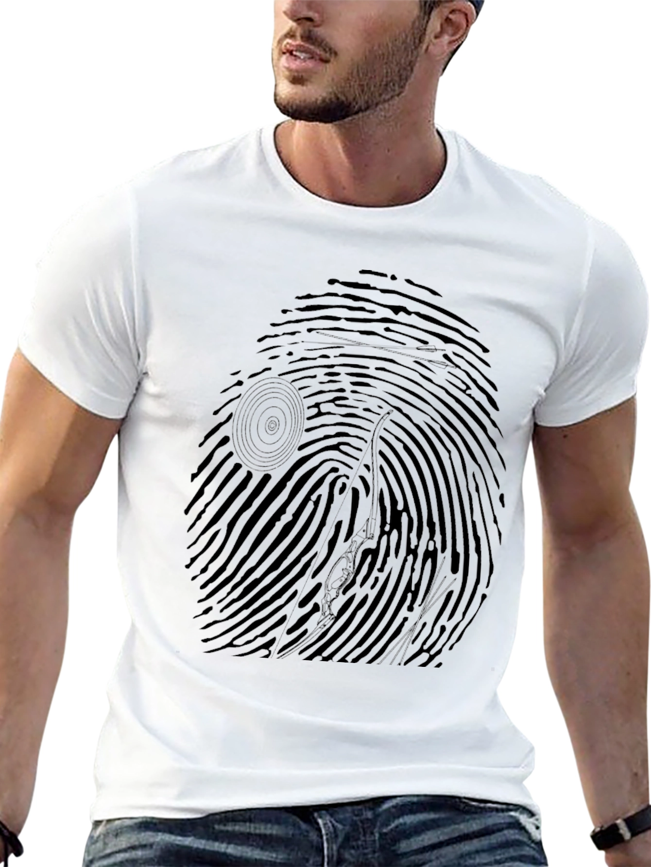 Fingerprint Guitarist Graphic Tee - Cool Black T-Shirt