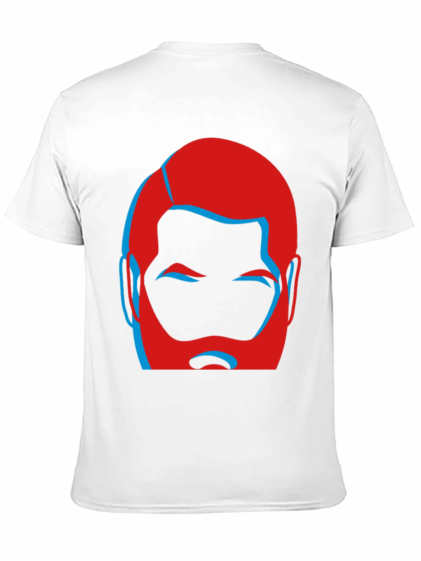 Bold Graphic Tee - Red and Blue Bearded Face