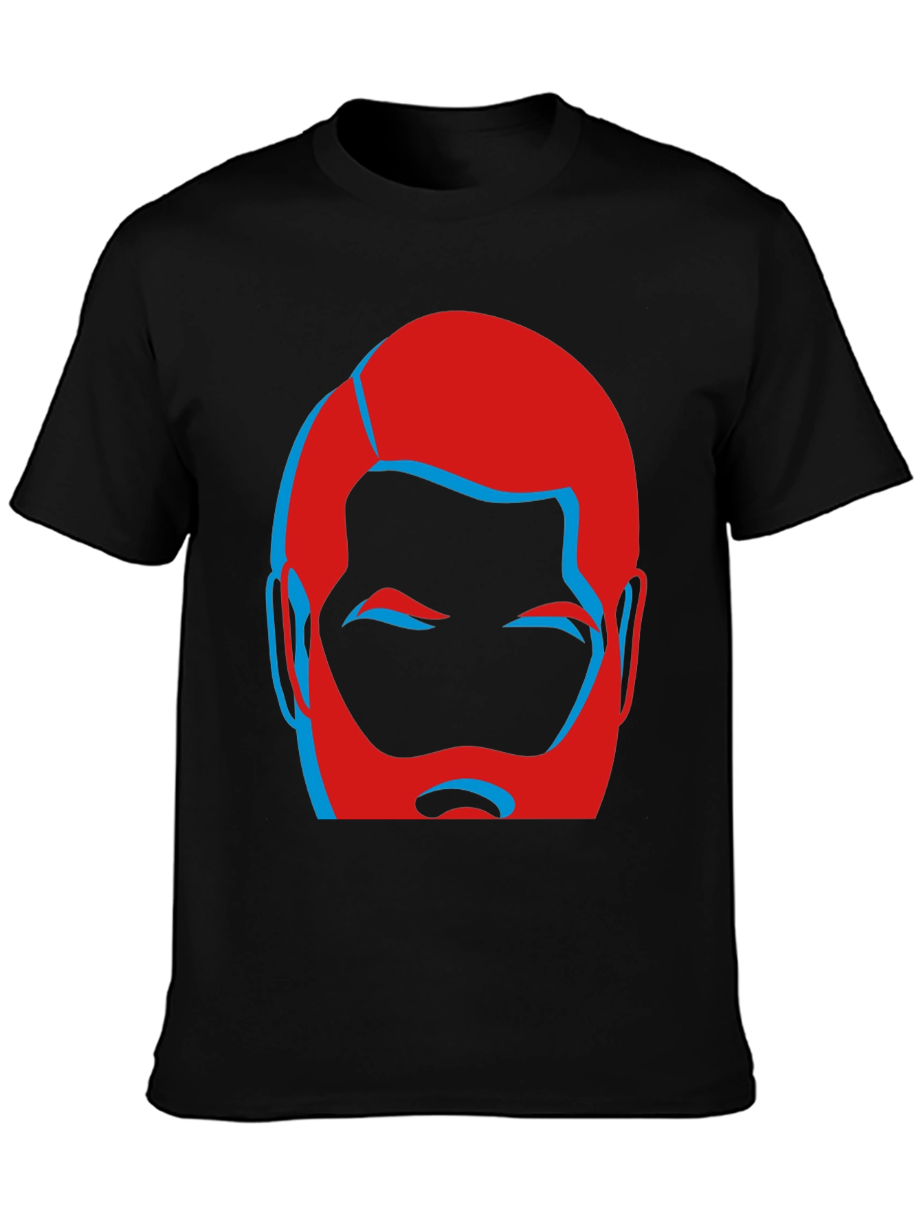 Bold Graphic Tee - Red and Blue Bearded Face