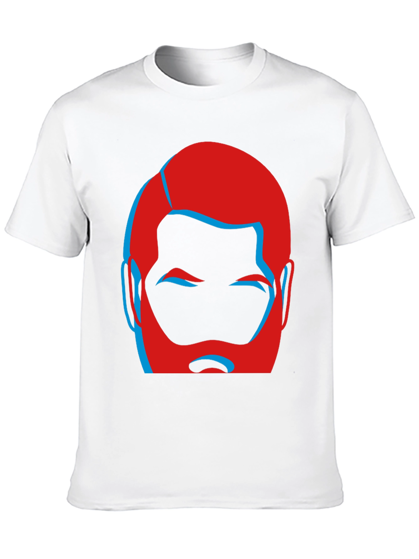 Bold Graphic Tee - Red and Blue Bearded Face