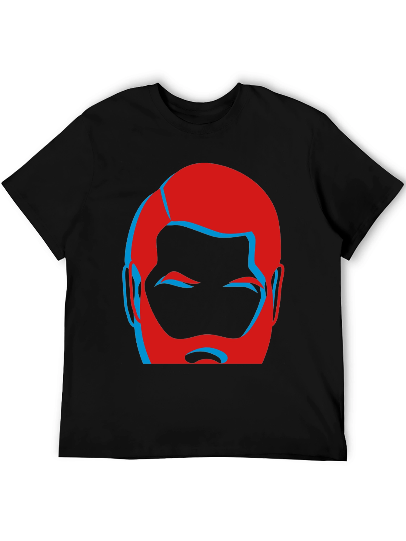Bold Graphic Tee - Red and Blue Bearded Face