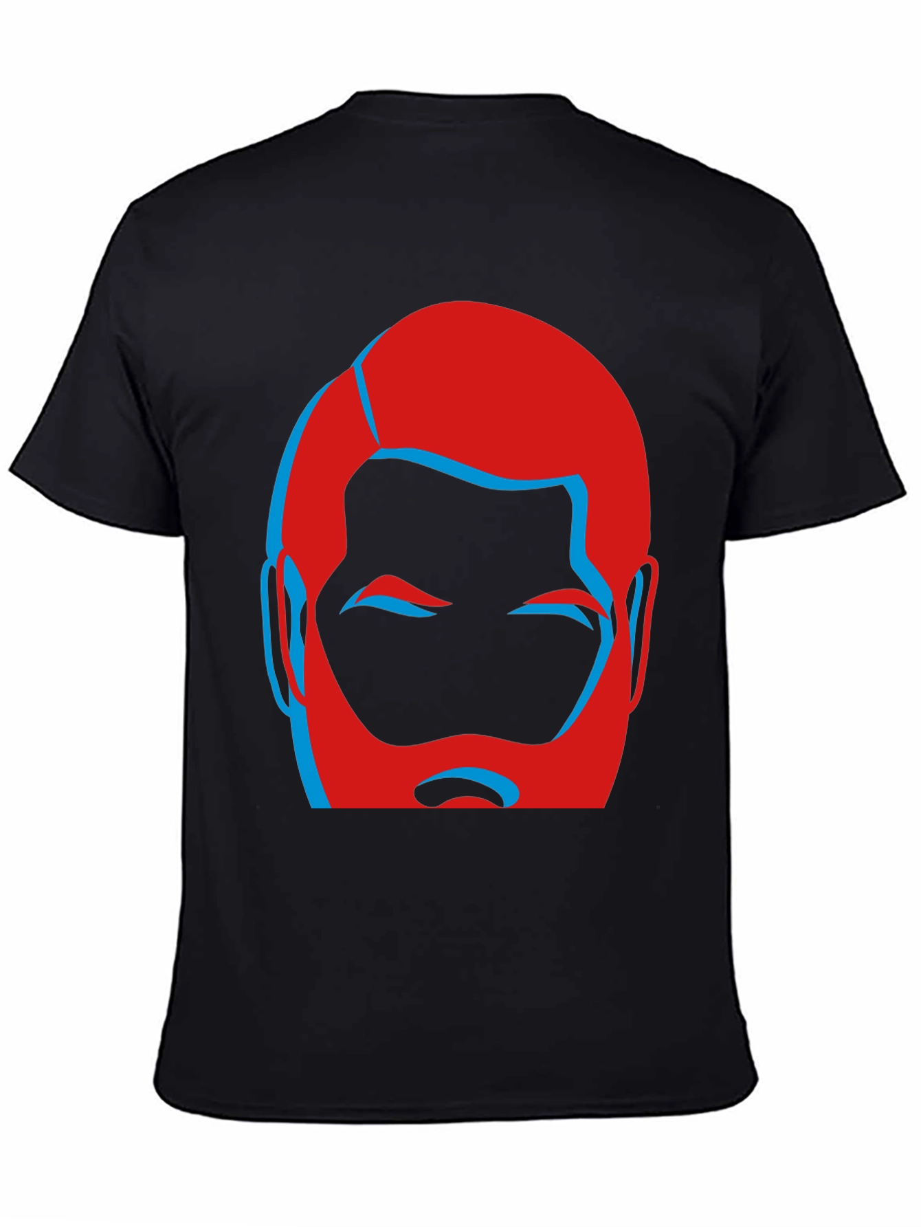 Bold Graphic Tee - Red and Blue Bearded Face