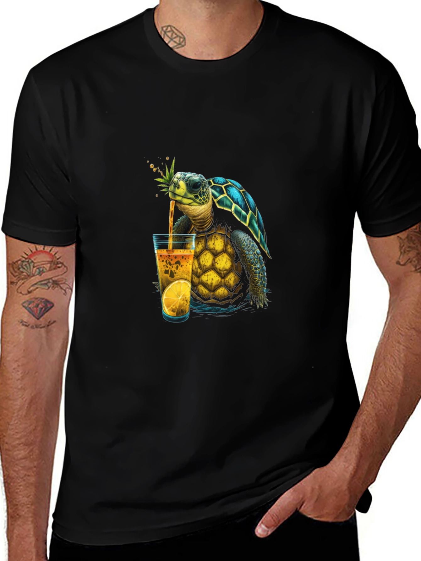 Turtle Sipping Juice T-Shirt