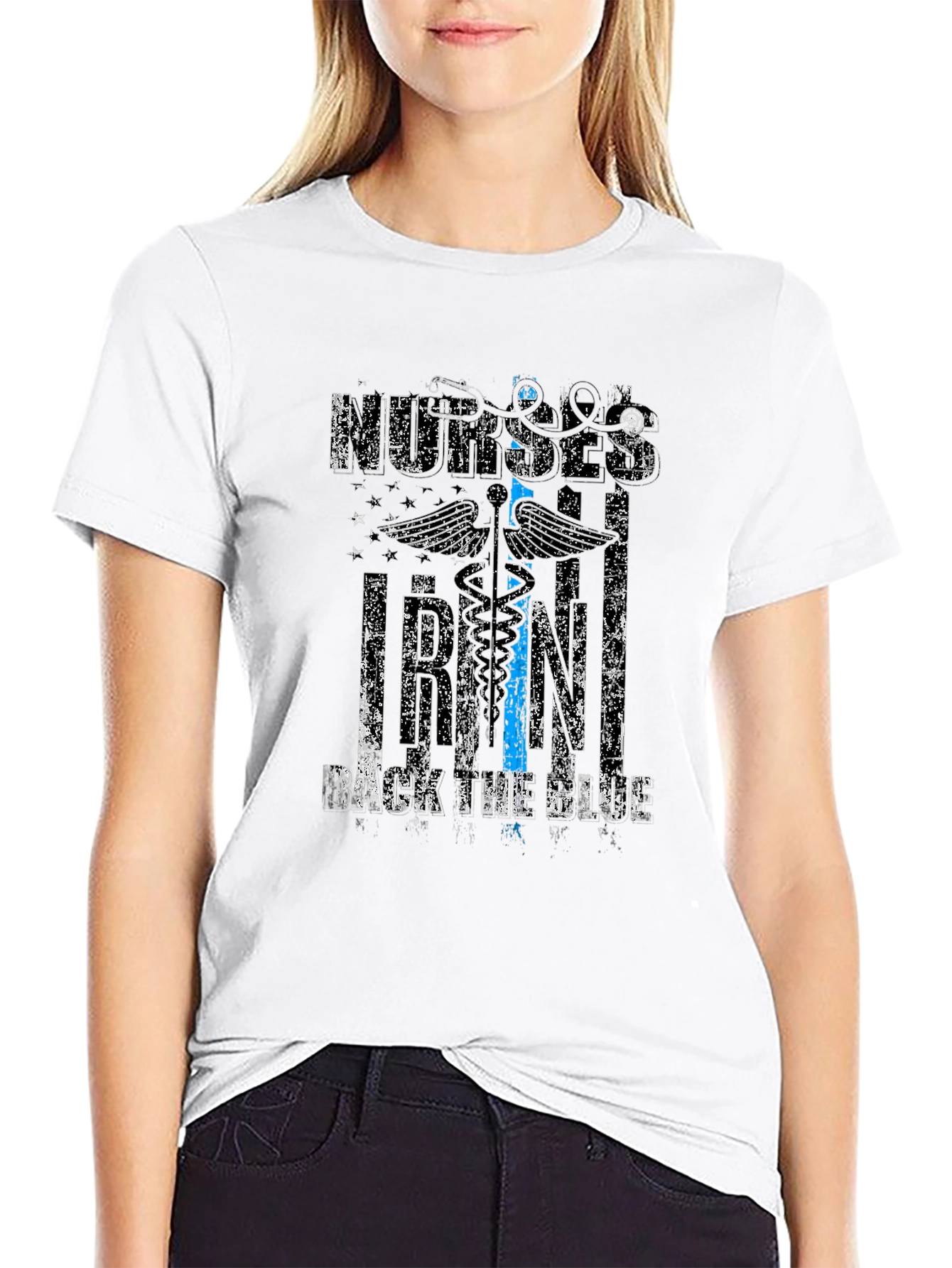 Nurses Back The Blue Graphic T-Shirt