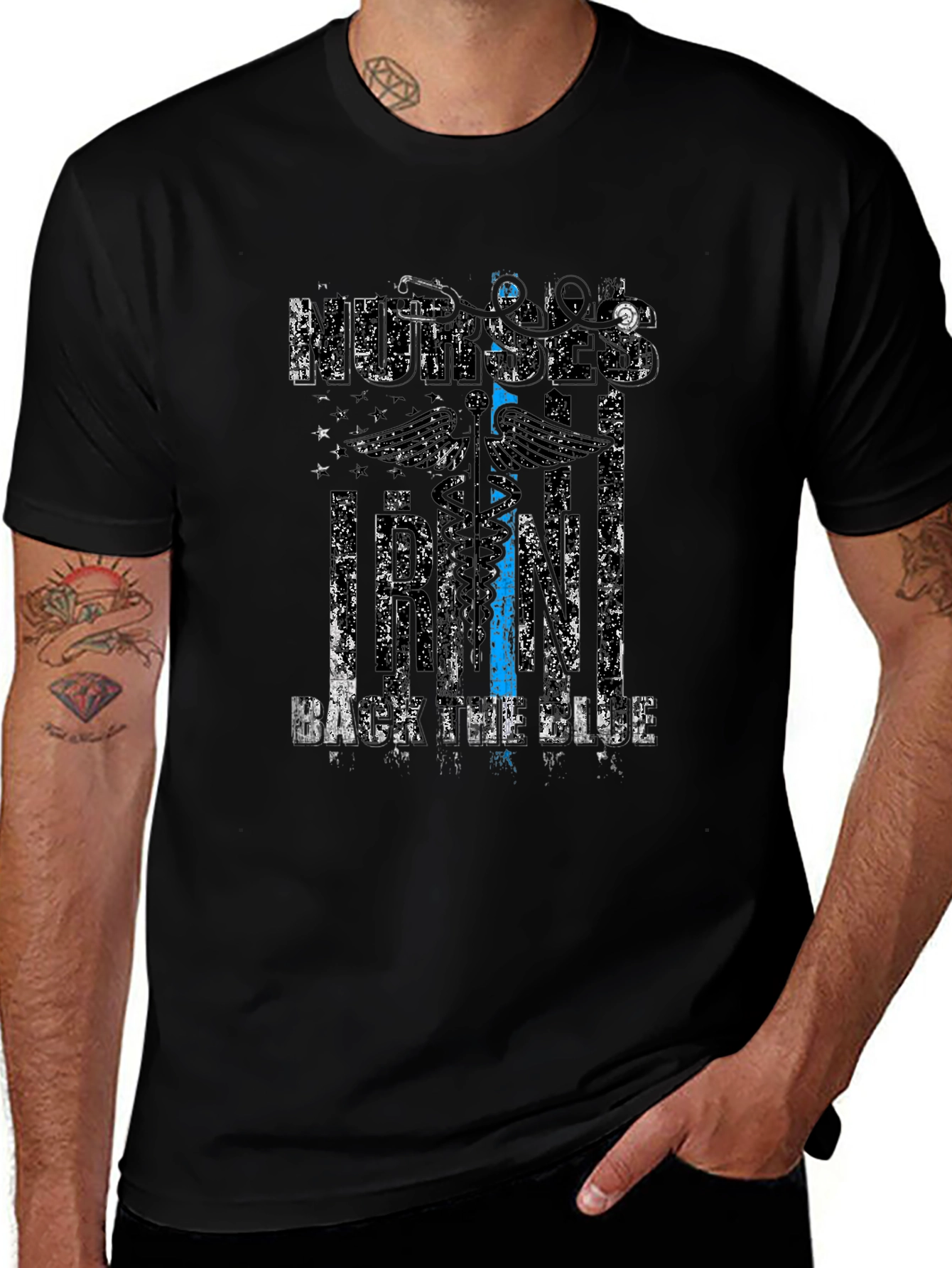 Nurses Back The Blue Graphic T-Shirt