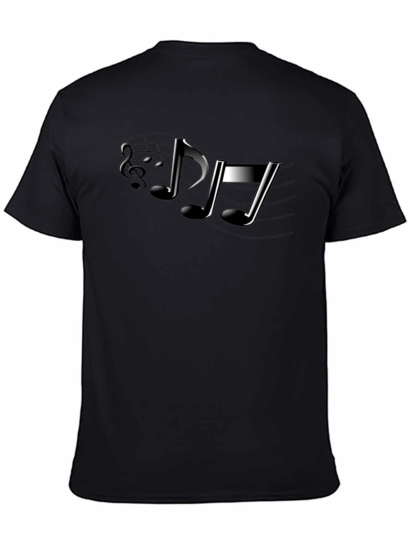 Musical Note Graphic Black T-Shirt