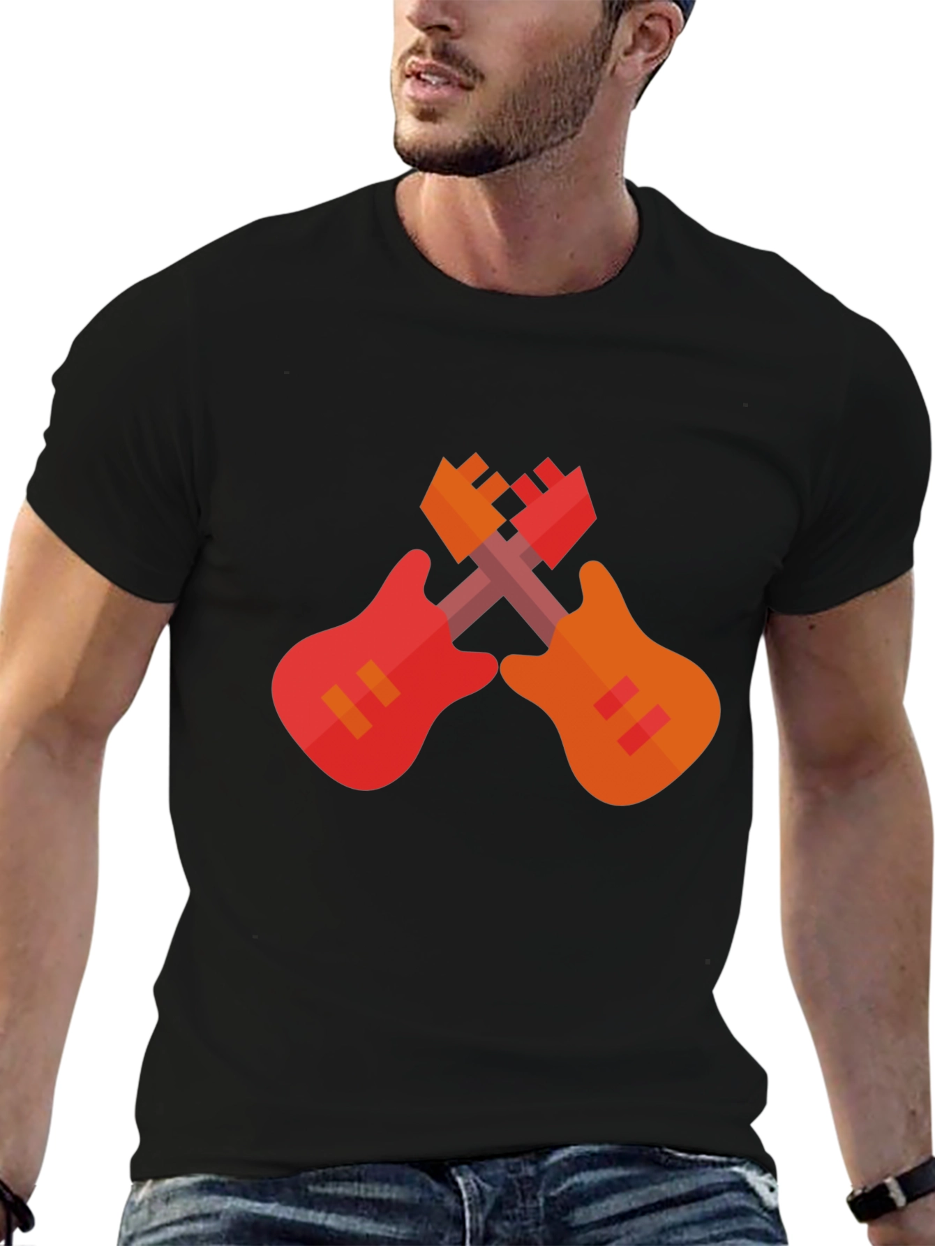 Crossed Guitars Graphic T-Shirt - Rock On!