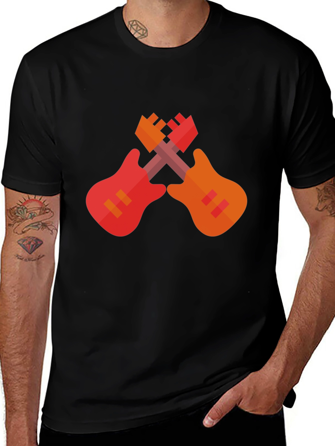 Crossed Guitars Graphic T-Shirt - Rock On!