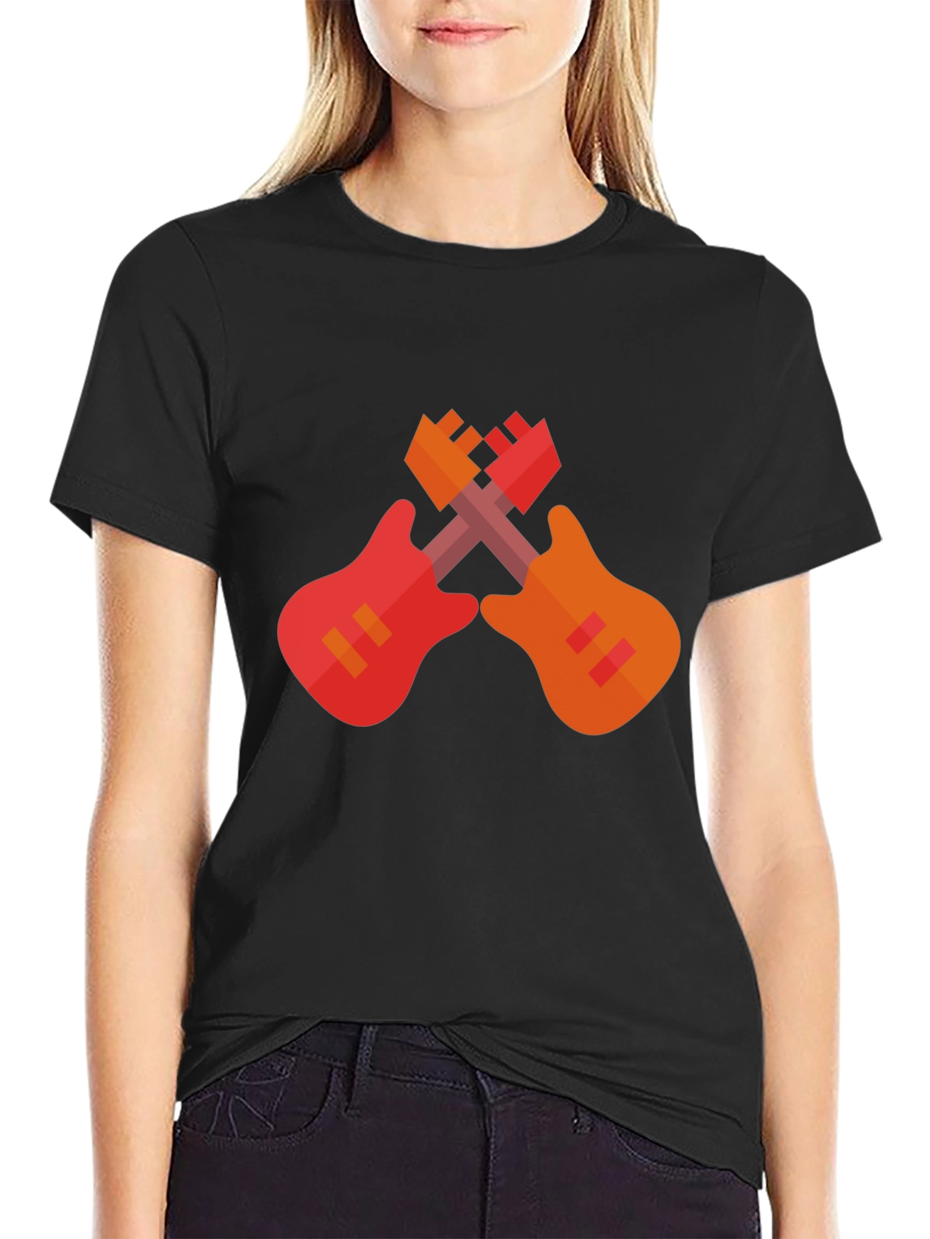 Crossed Guitars Graphic T-Shirt - Rock On!