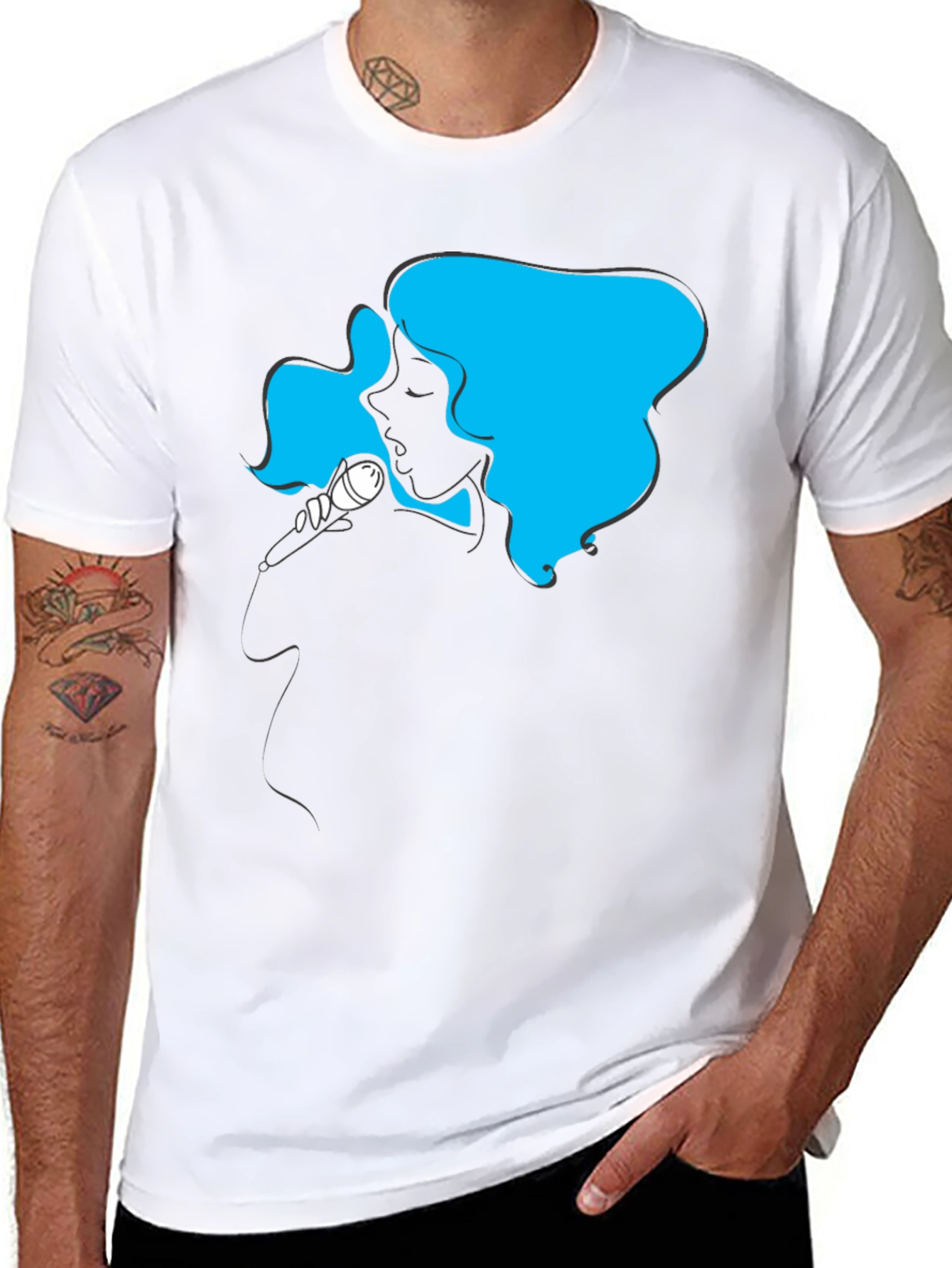 Singer Silhouette Graphic T-Shirt - Black