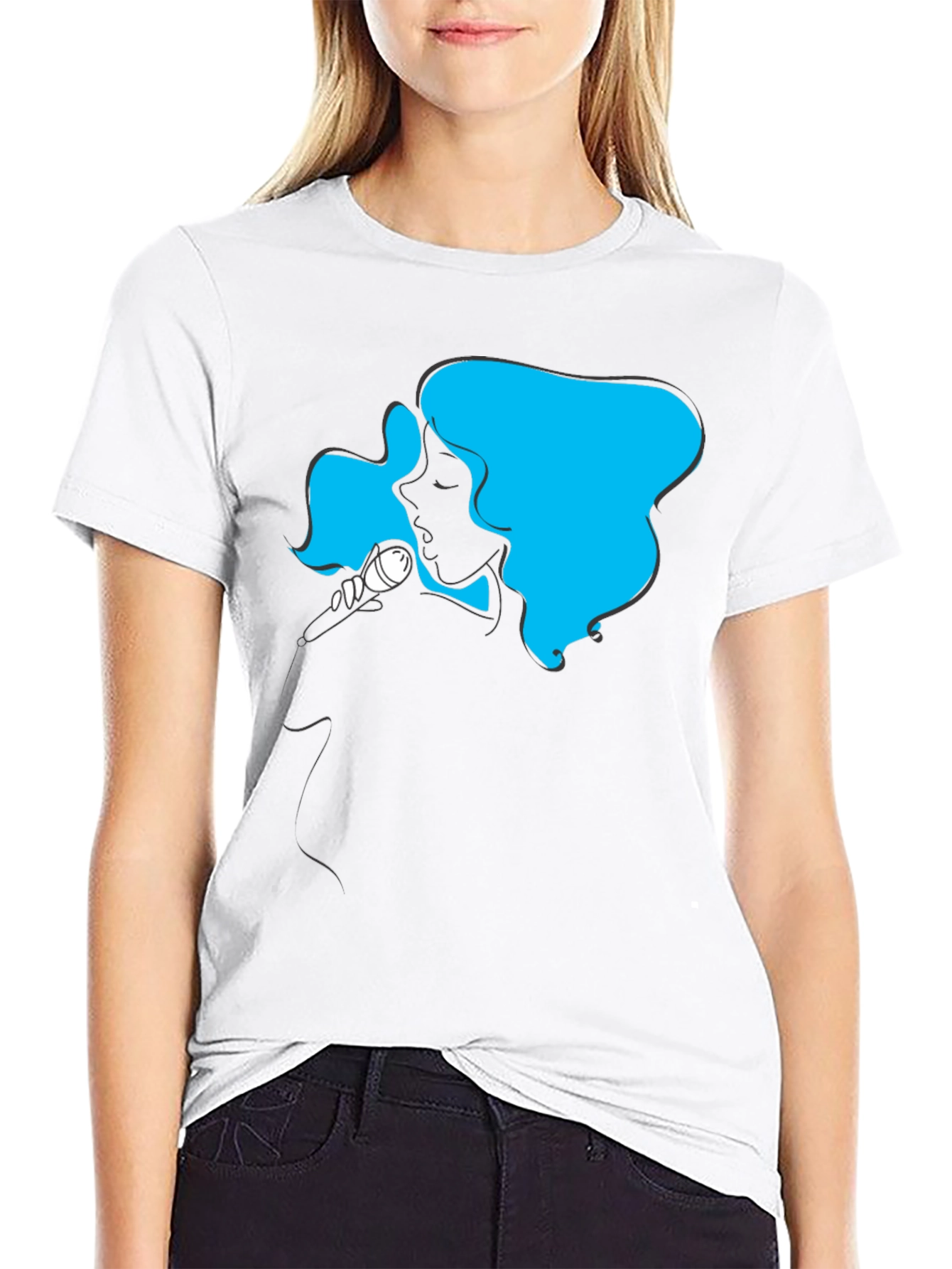Singer Silhouette Graphic T-Shirt - Black