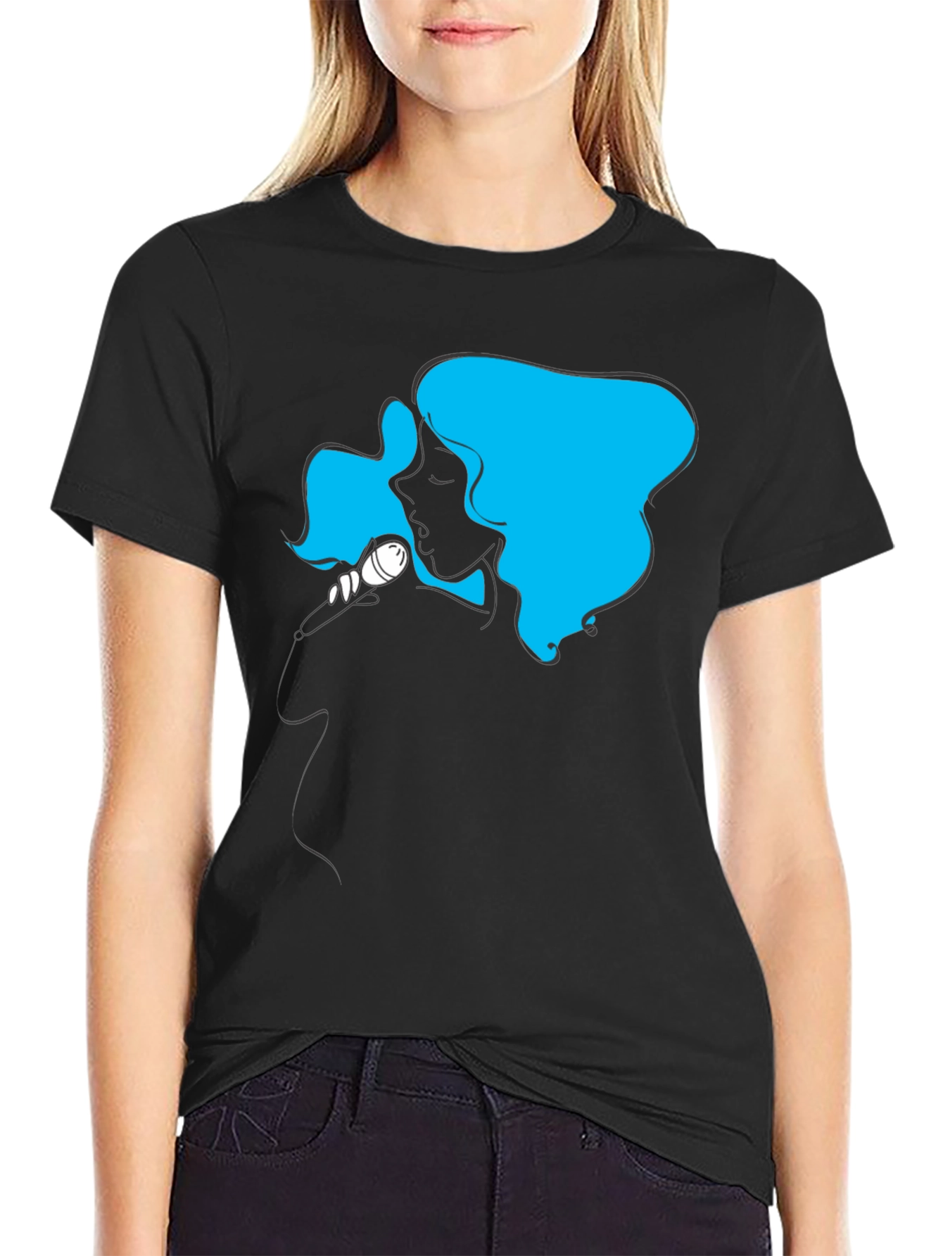 Singer Silhouette Graphic T-Shirt - Black