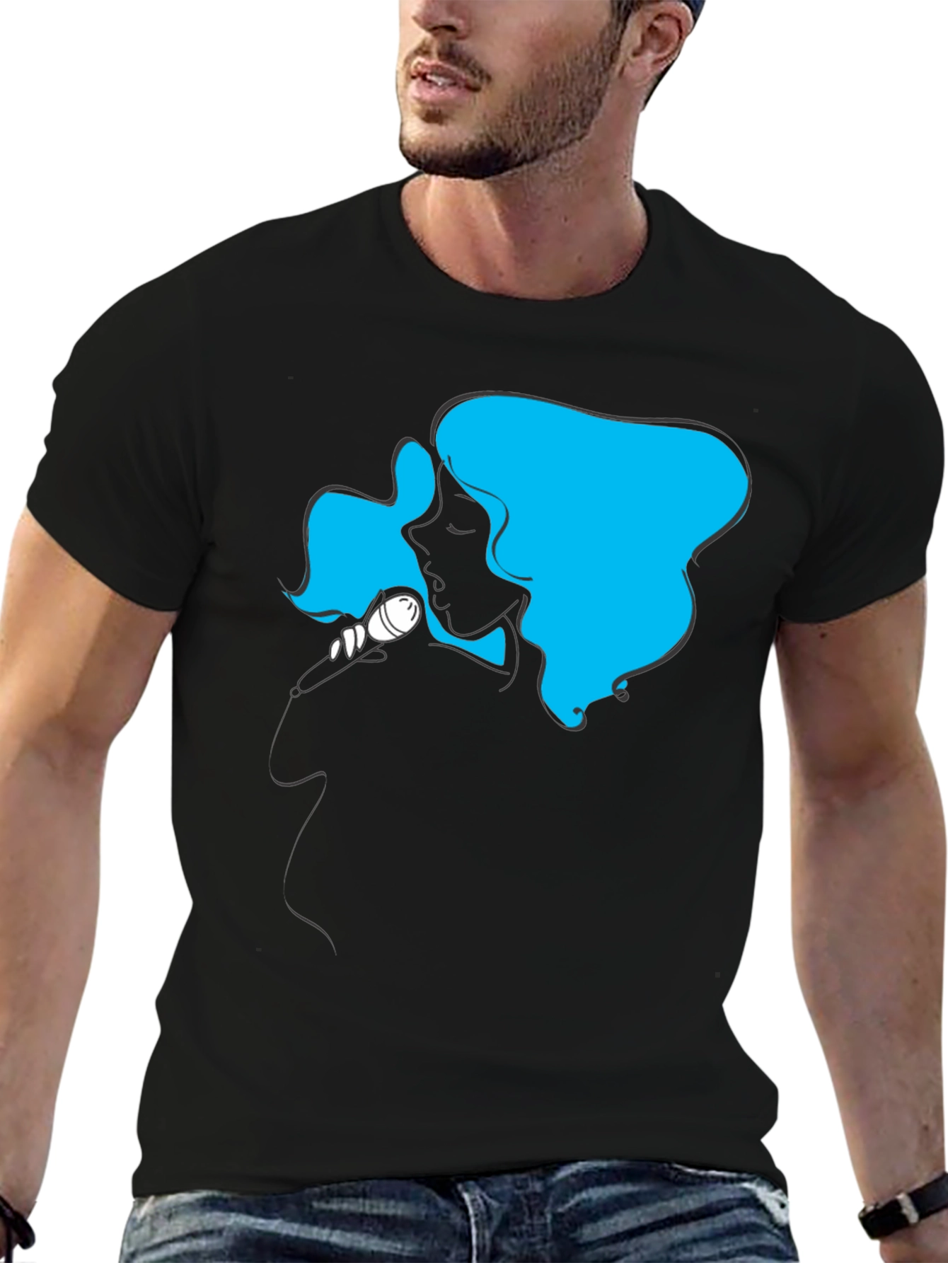 Singer Silhouette Graphic T-Shirt - Black