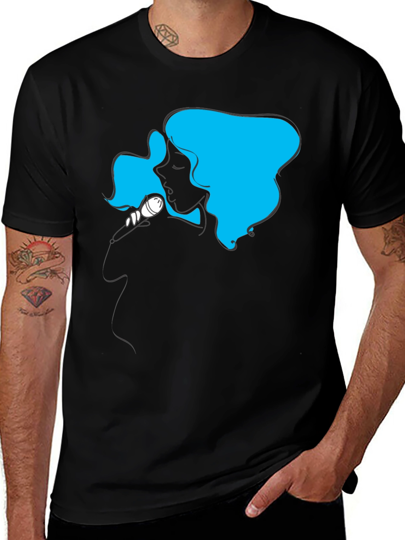 Singer Silhouette Graphic T-Shirt - Black