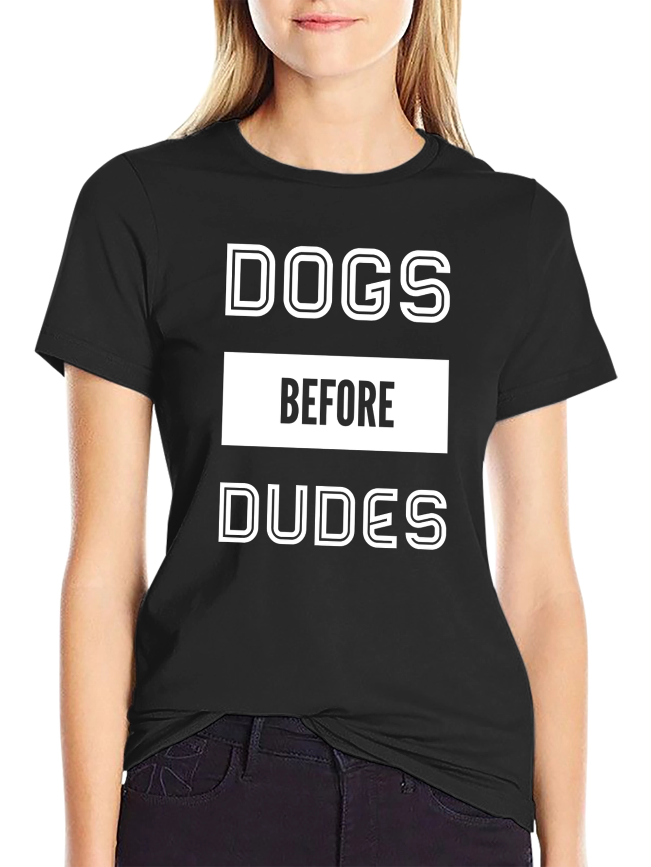 Dogs Before Dudes Graphic Tee - Black