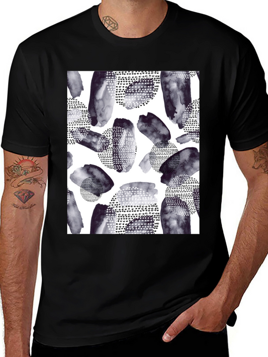 Abstract Watercolor Print Black T-Shirt