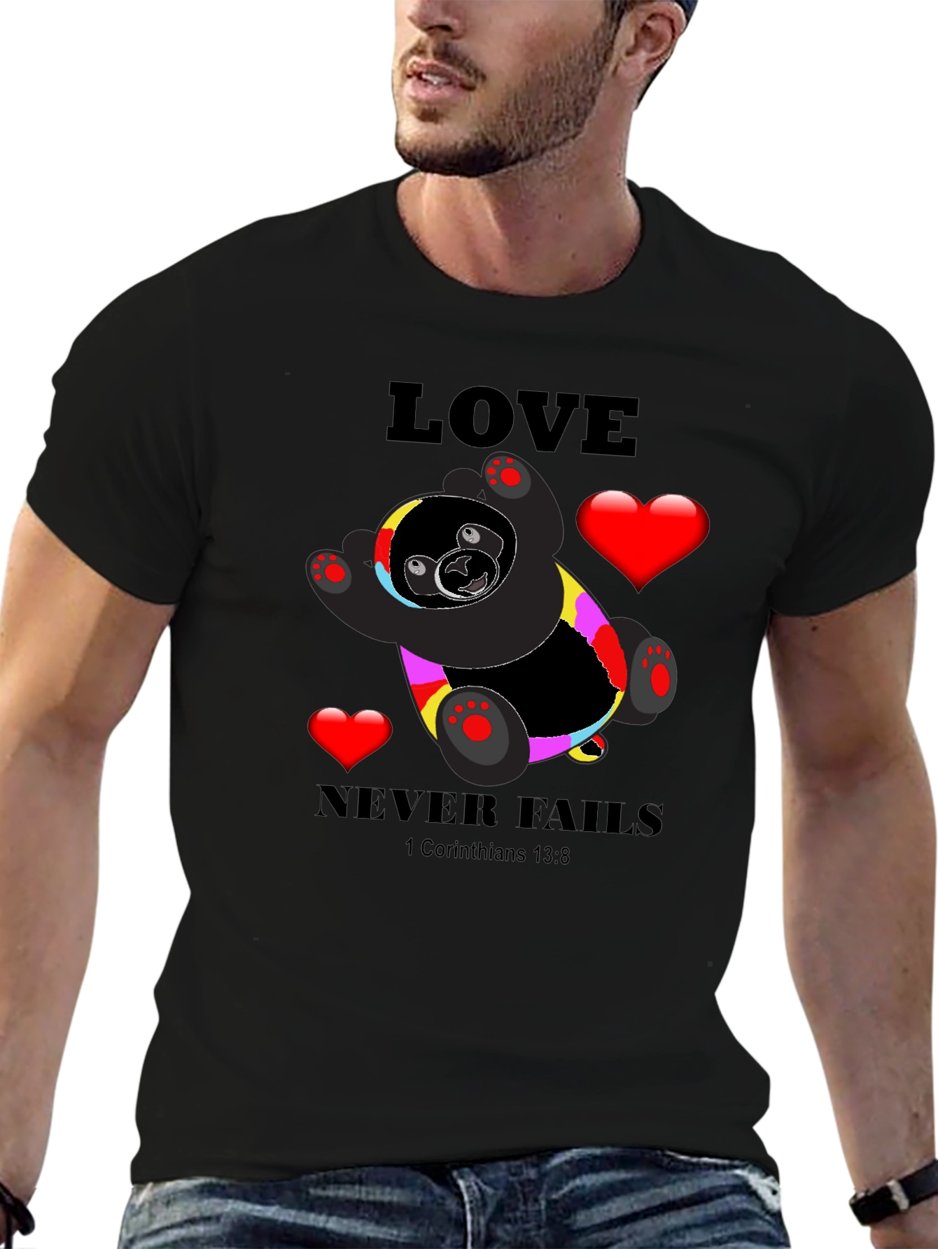 Love Never Fails Black T-Shirt