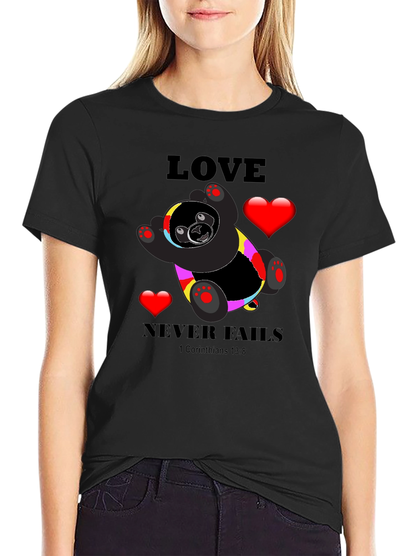 Love Never Fails Black T-Shirt