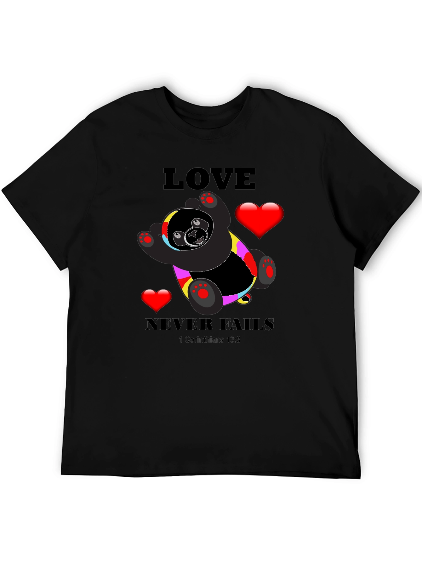 Love Never Fails Black T-Shirt