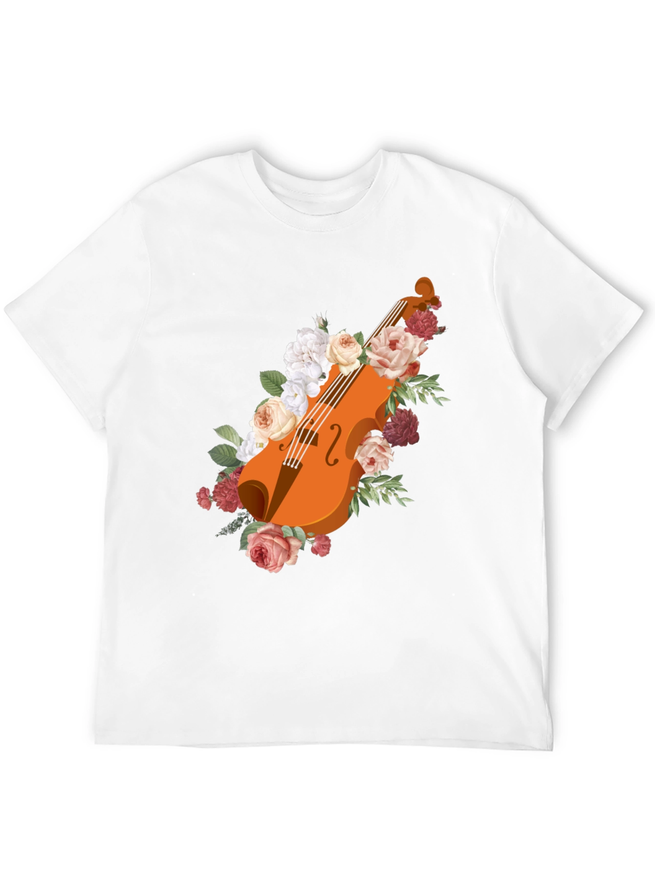Floral Violin Graphic Tee - Stylish Musicians Shirt