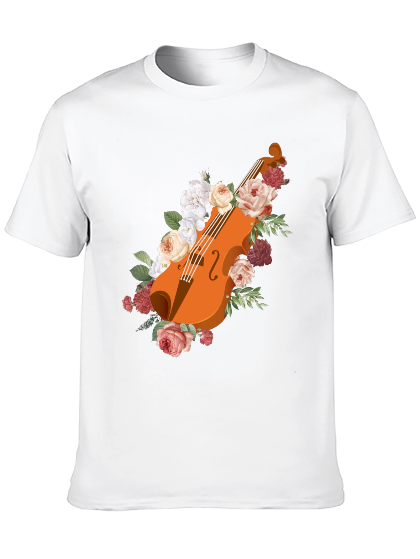 Floral Violin Graphic Tee - Stylish Musicians Shirt