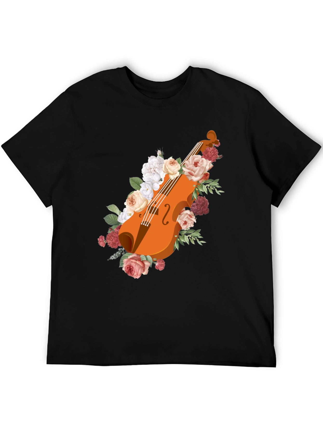 Floral Violin Graphic Tee - Stylish Musicians Shirt