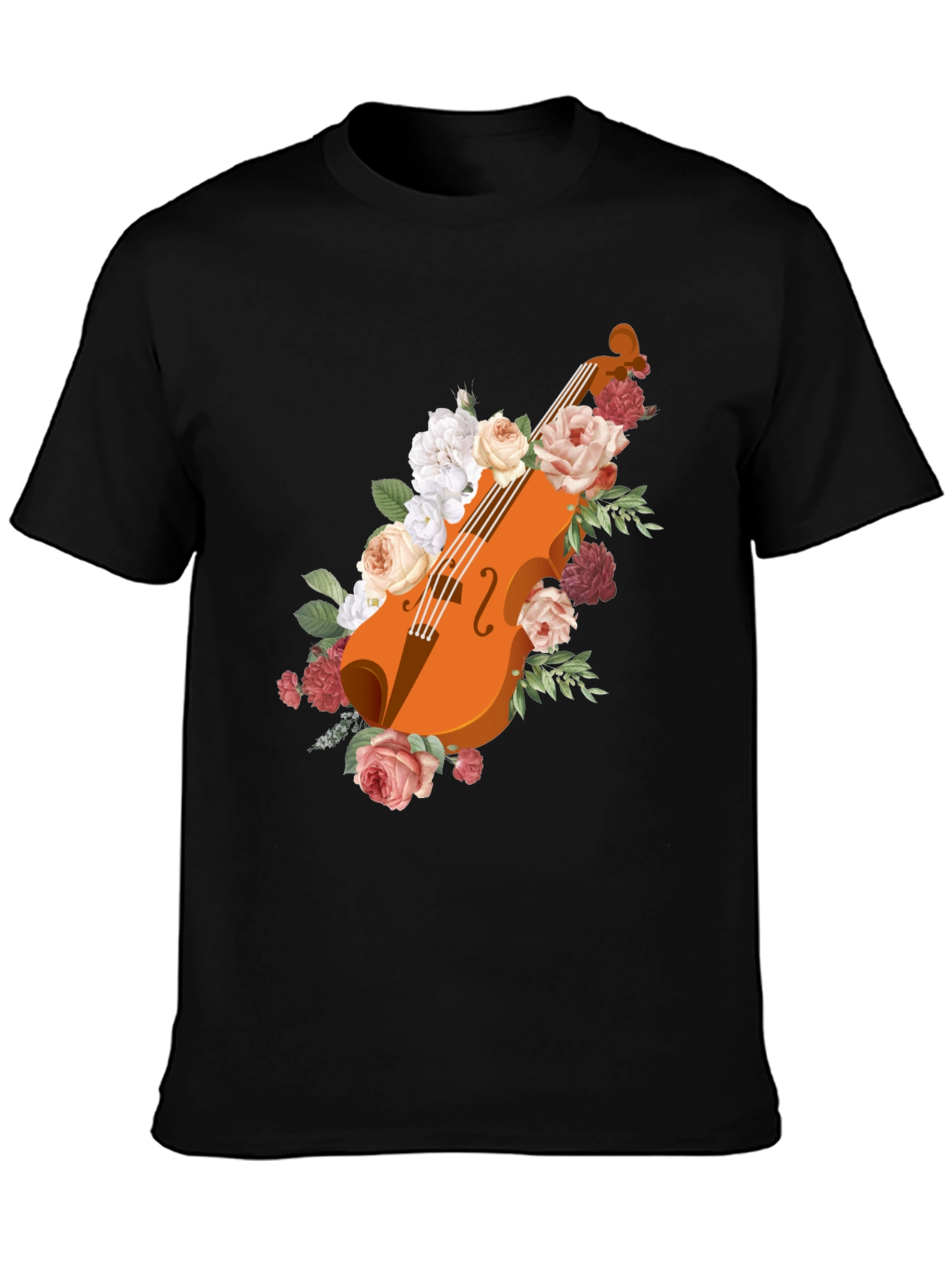 Floral Violin Graphic Tee - Stylish Musicians Shirt