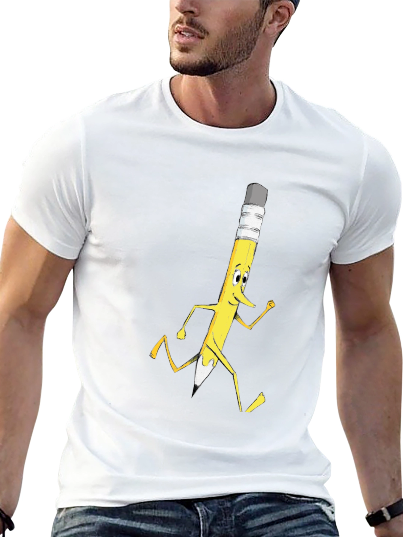 Funny Running Pencil Graphic T-Shirt
