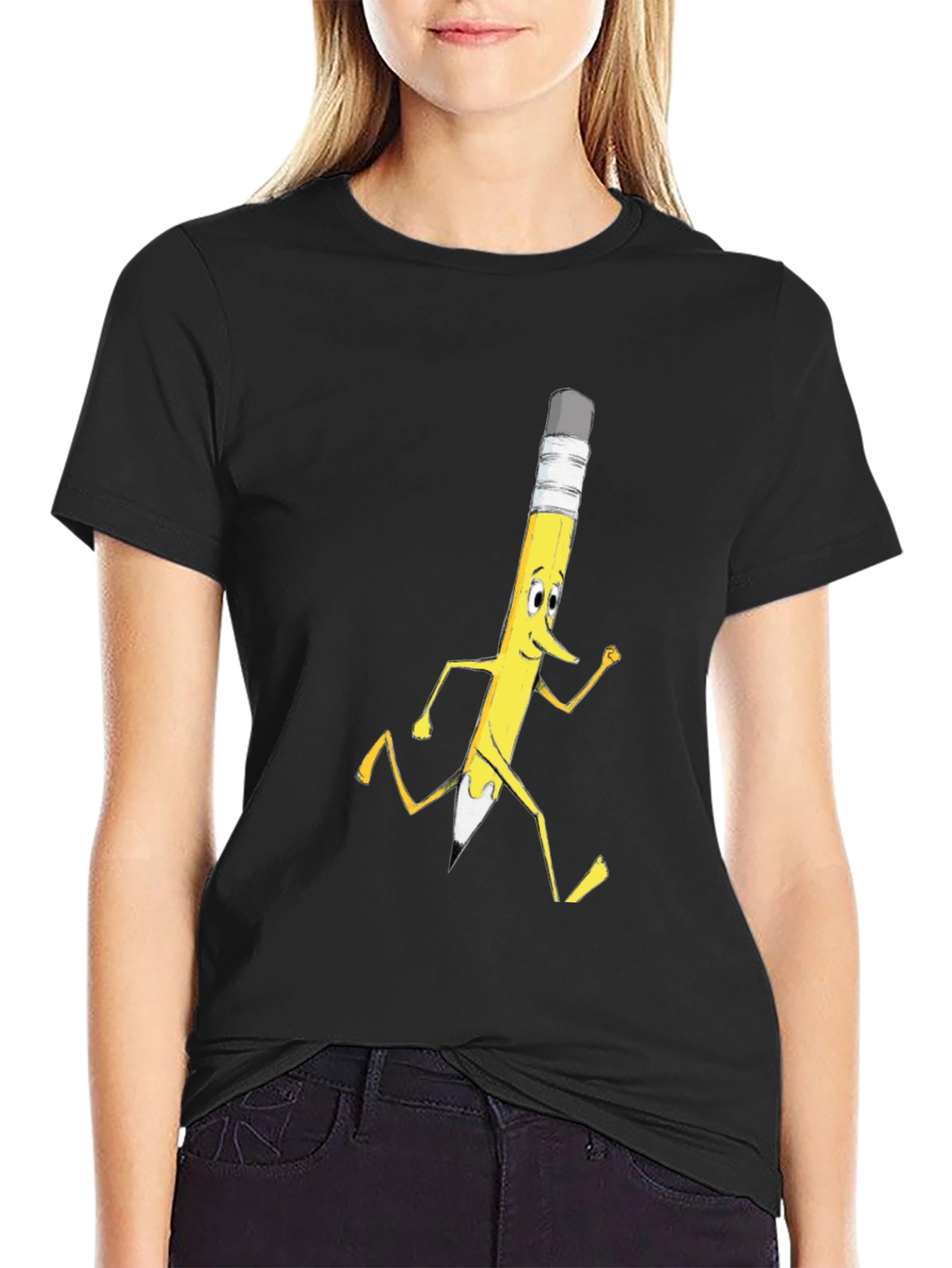 Funny Running Pencil Graphic T-Shirt
