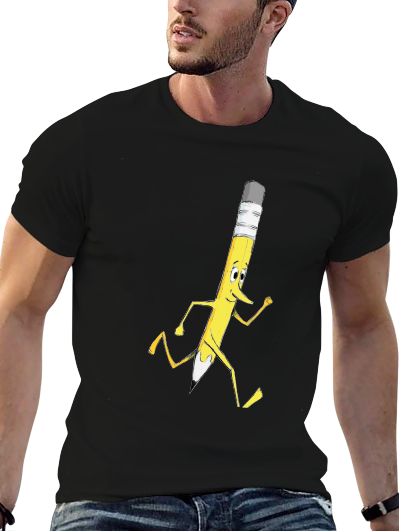 Funny Running Pencil Graphic T-Shirt