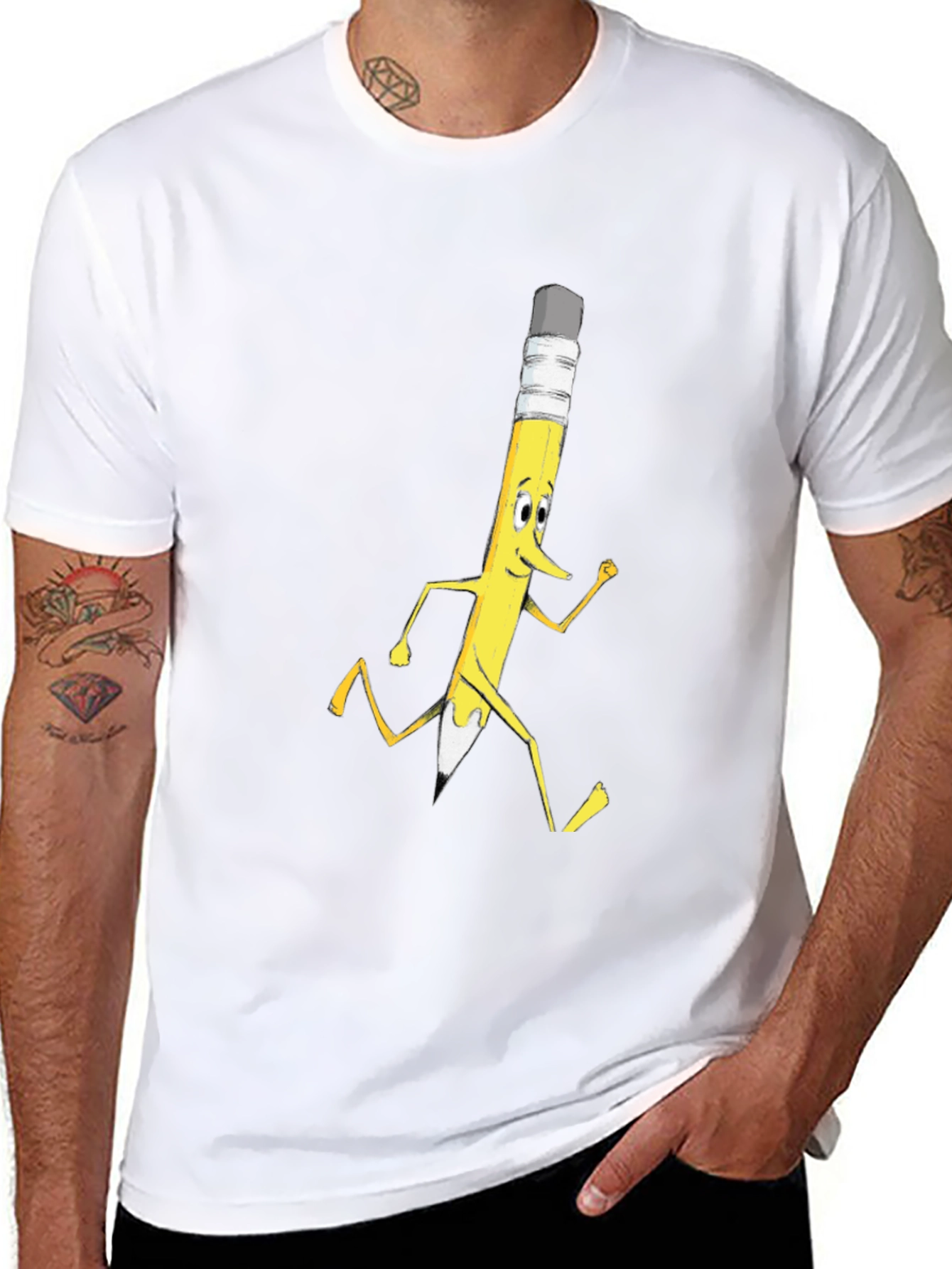 Funny Running Pencil Graphic T-Shirt