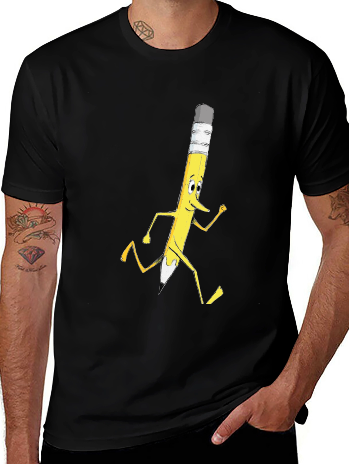 Funny Running Pencil Graphic T-Shirt