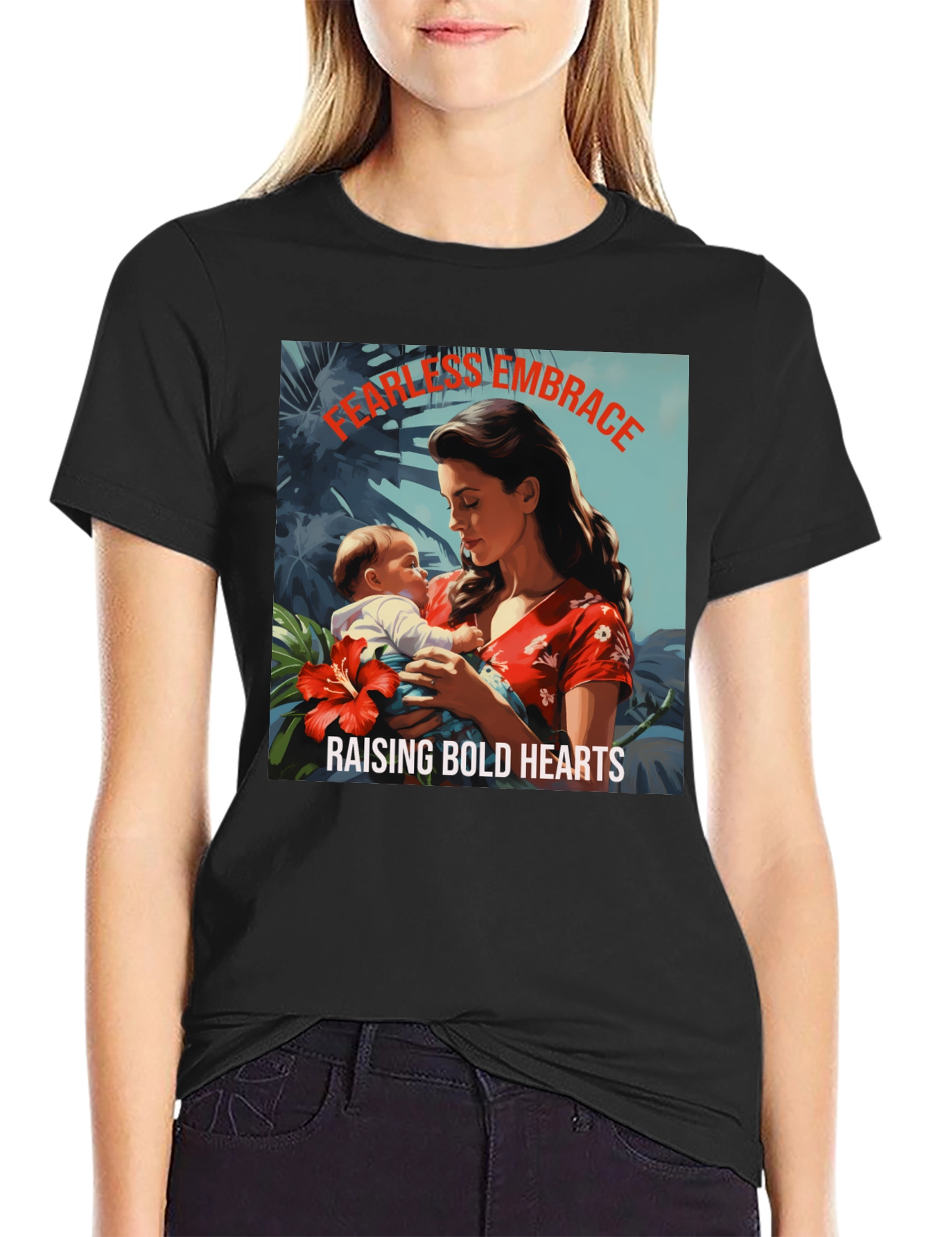 Fearless Embrace Graphic T-Shirt - Mother & Child Design