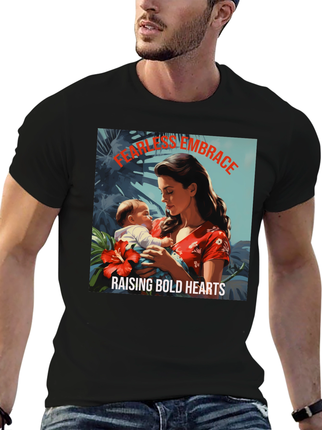 Fearless Embrace Graphic T-Shirt - Mother & Child Design