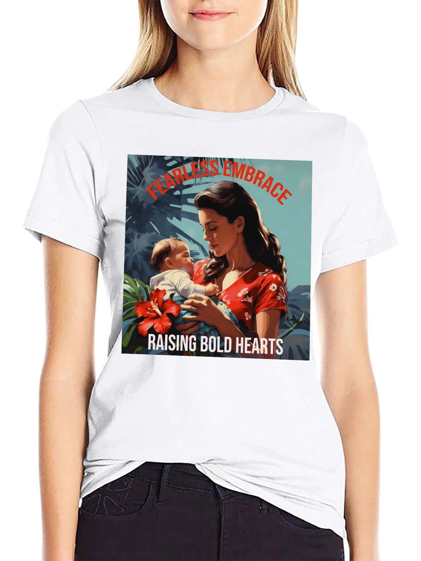 Fearless Embrace Graphic T-Shirt - Mother & Child Design