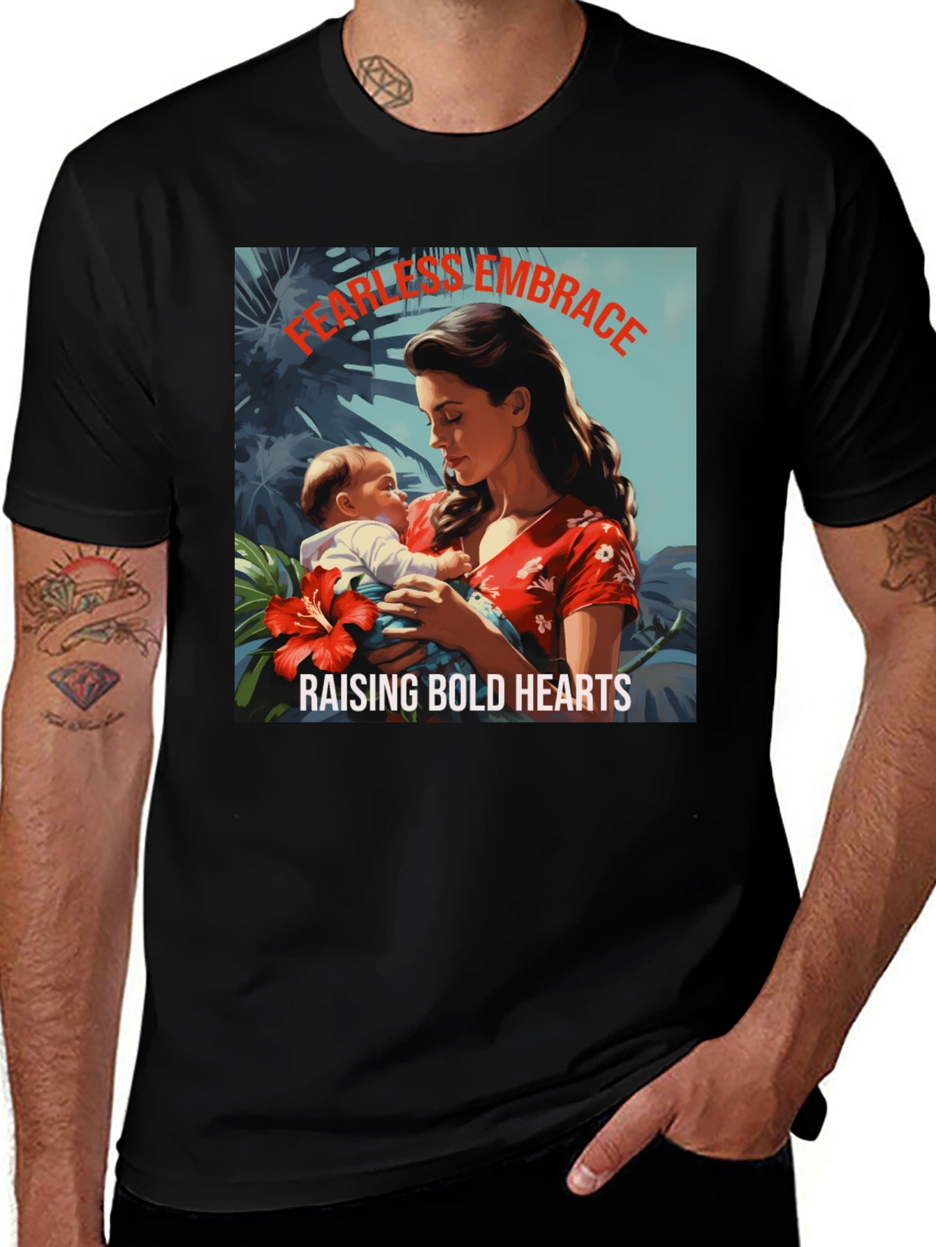 Fearless Embrace Graphic T-Shirt - Mother & Child Design