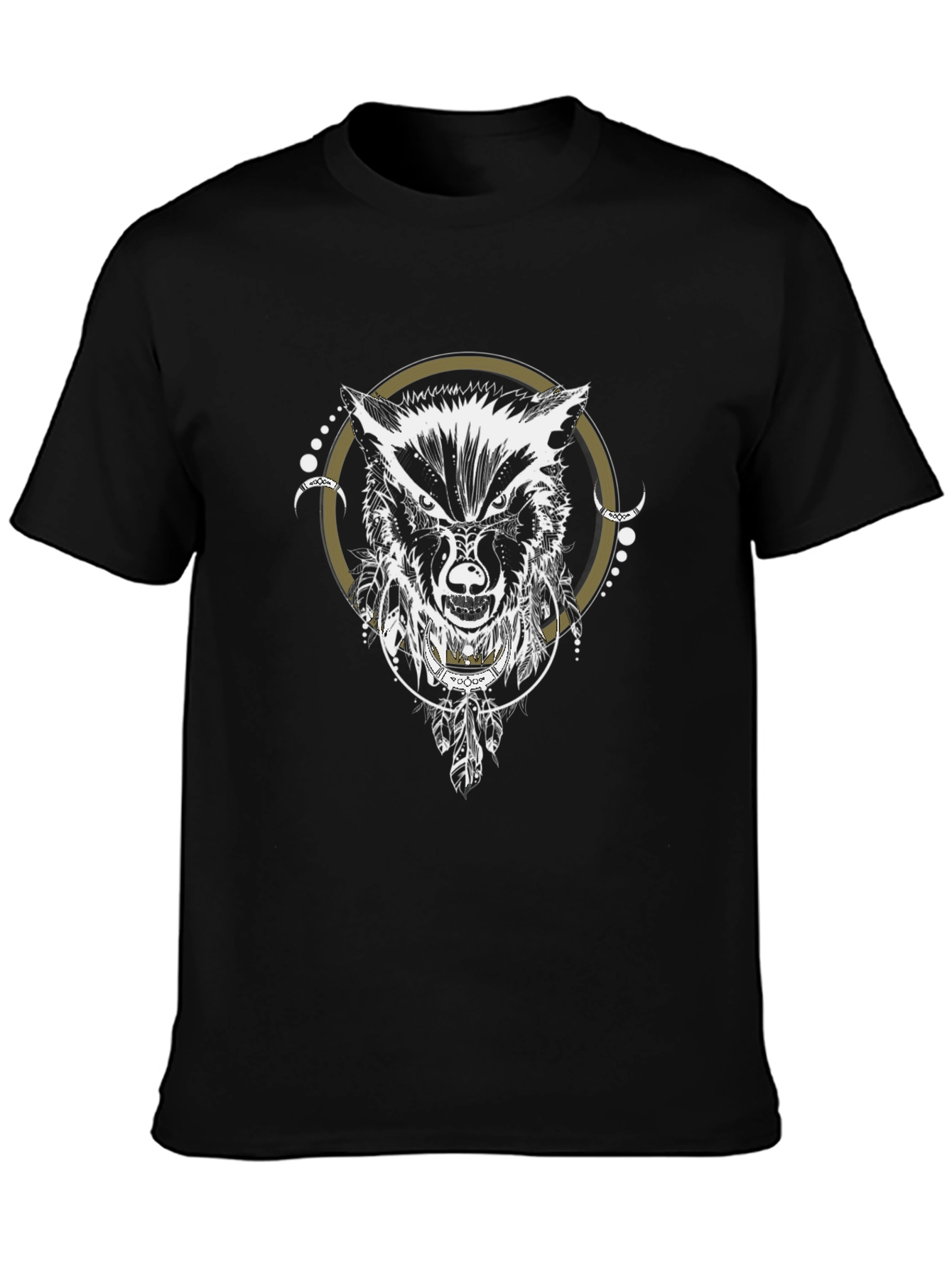 Wolf Dreamcatcher Graphic Tee - Stylish Black T-Shirt