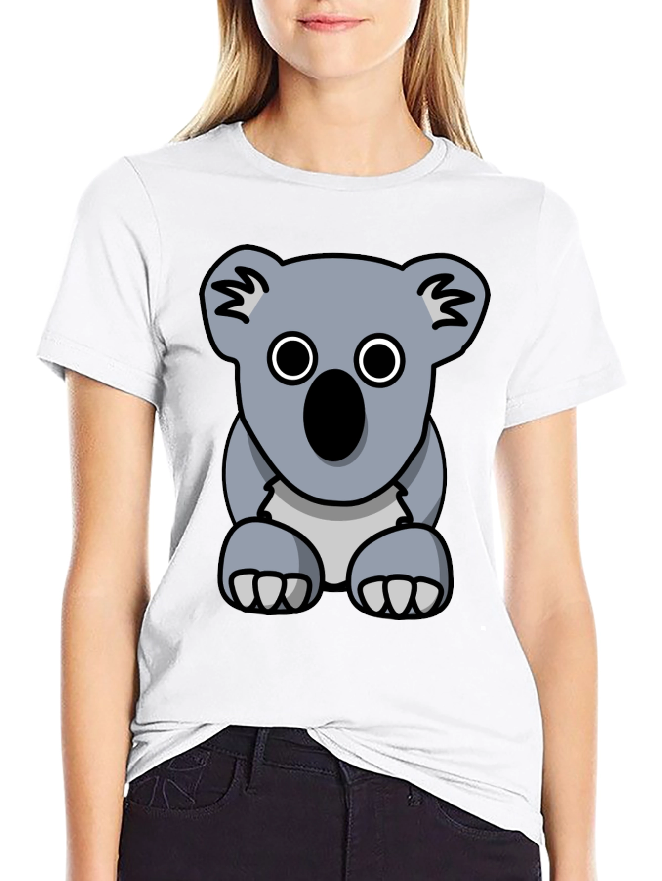 Koala Graphic Tee - Black Cotton Casual T-Shirt