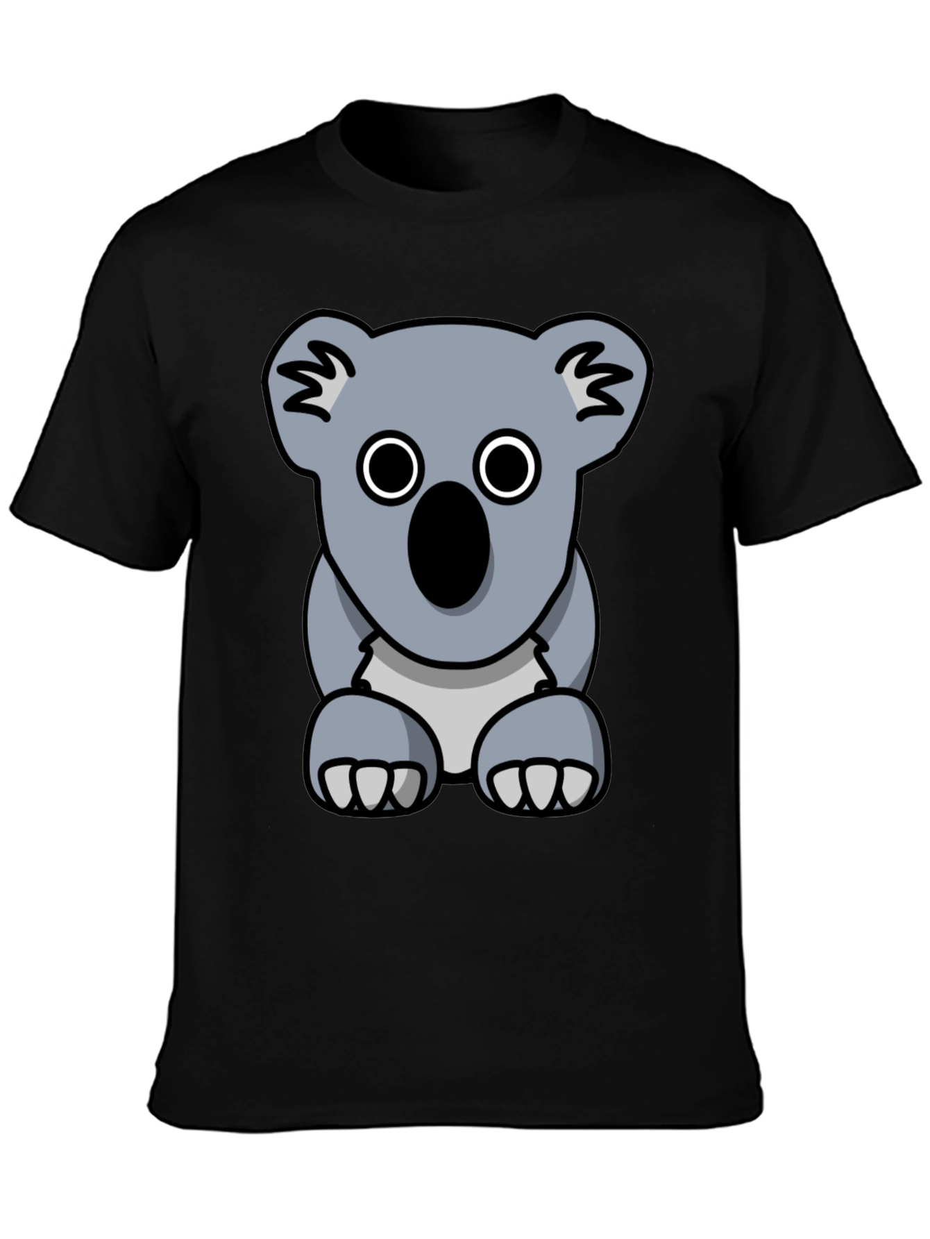 Koala Graphic Tee - Black Cotton Casual T-Shirt