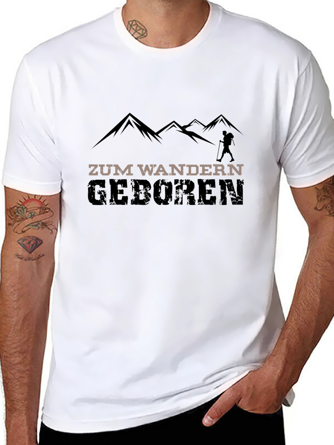 Zum Wandern Geboren Hiking T-Shirt - Black